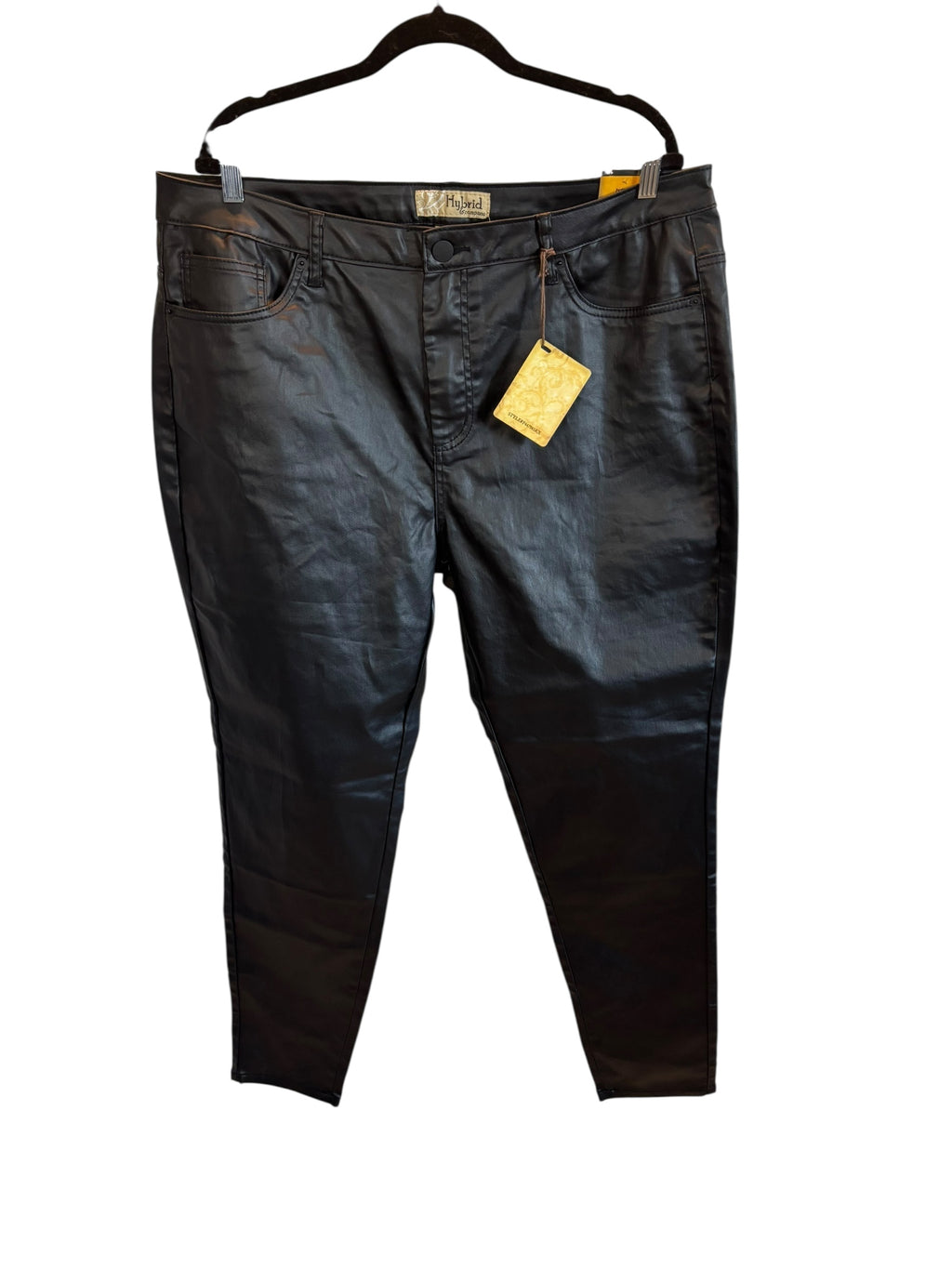 Pleather Black Pants High Waist Skinny Womens Pants Size 18