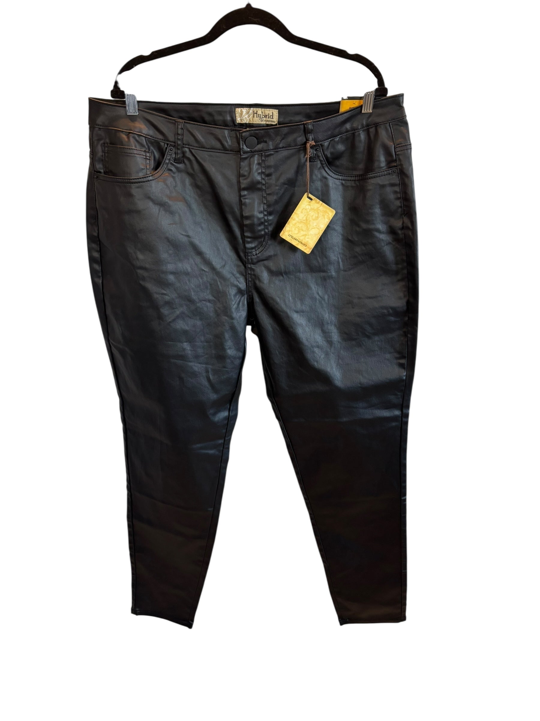 Pleather Black Pants High Waist Skinny Womens Pants Size 18