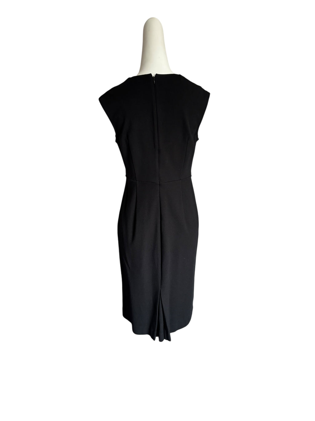 Plunging Neckline Pleated Sheath Cocktail Midi Dress Size 8