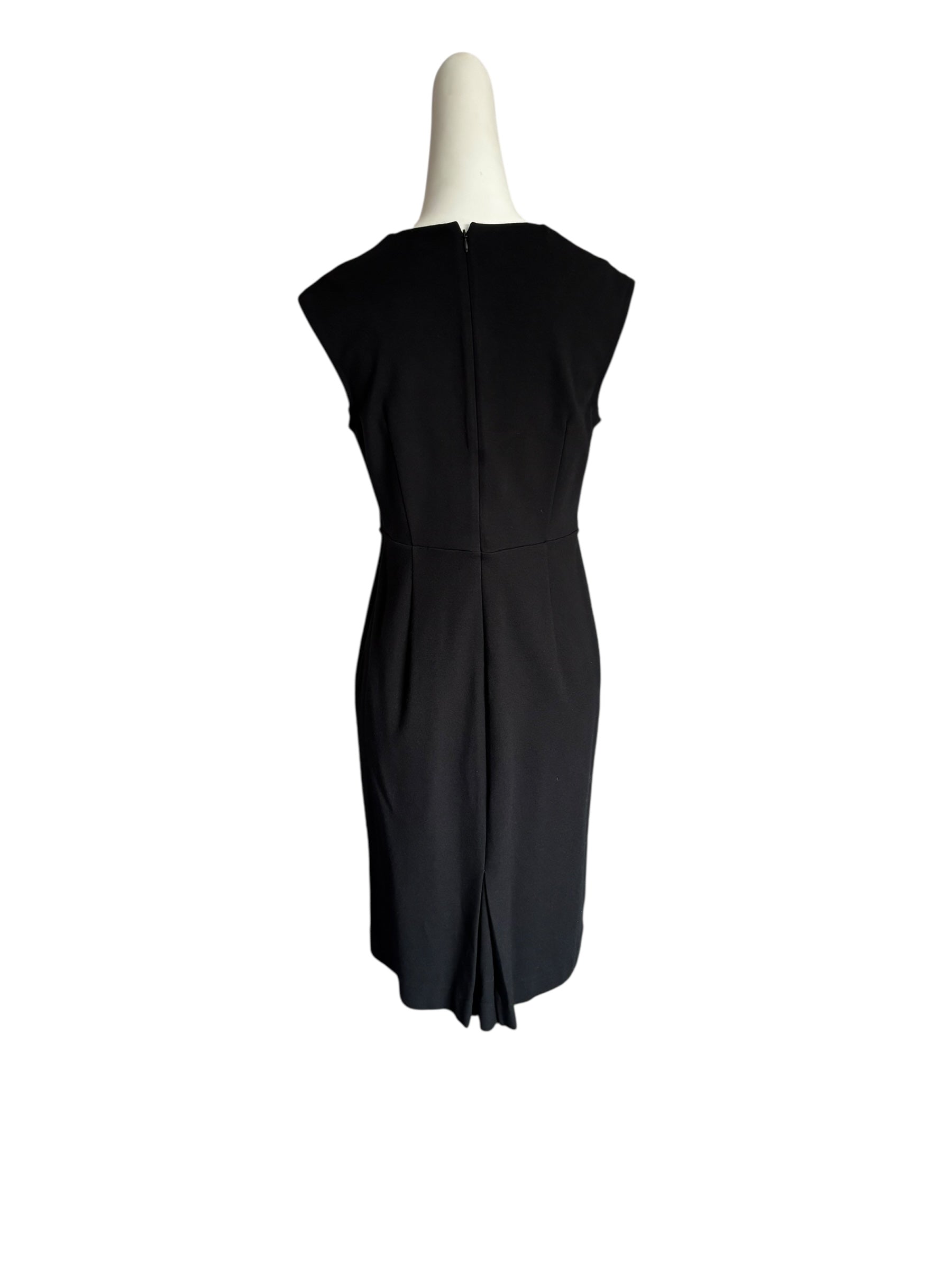 Plunging Neckline Pleated Sheath Cocktail Midi Dress Size 8
