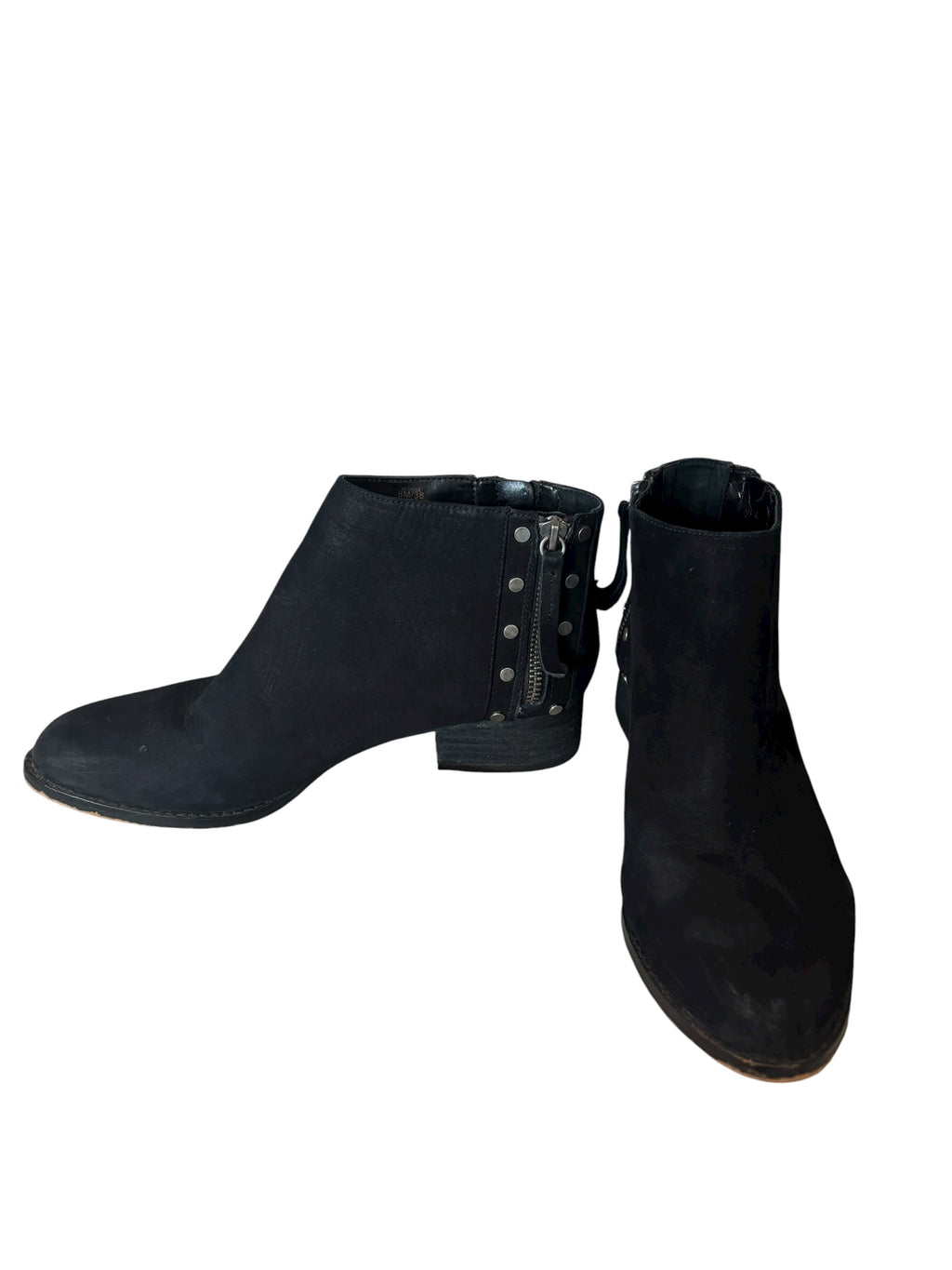 Black Suede Vince Camuto Ankle Booties Studded Western Style Zipper Accent Sz 8