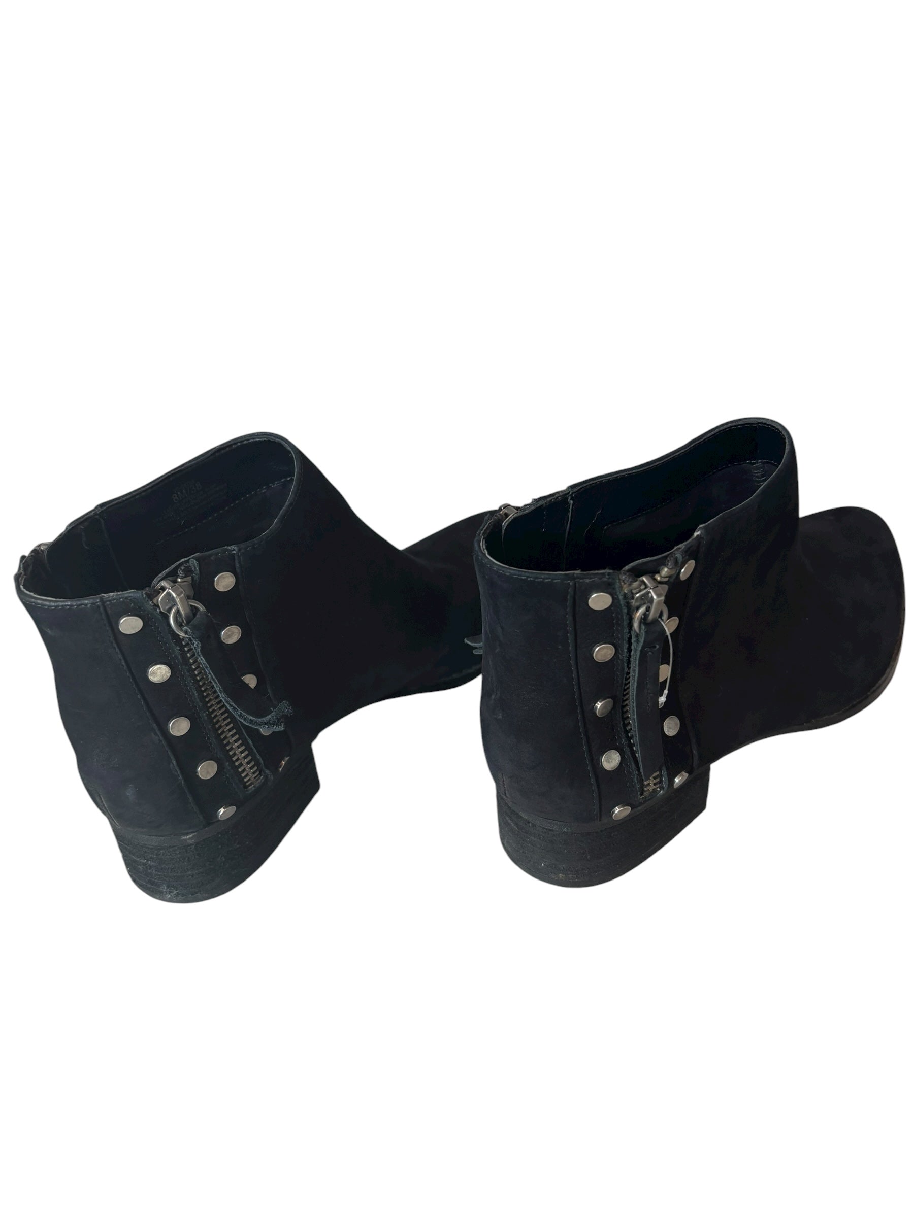 Black Suede Vince Camuto Ankle Booties Studded Western Style Zipper Accent Sz 8
