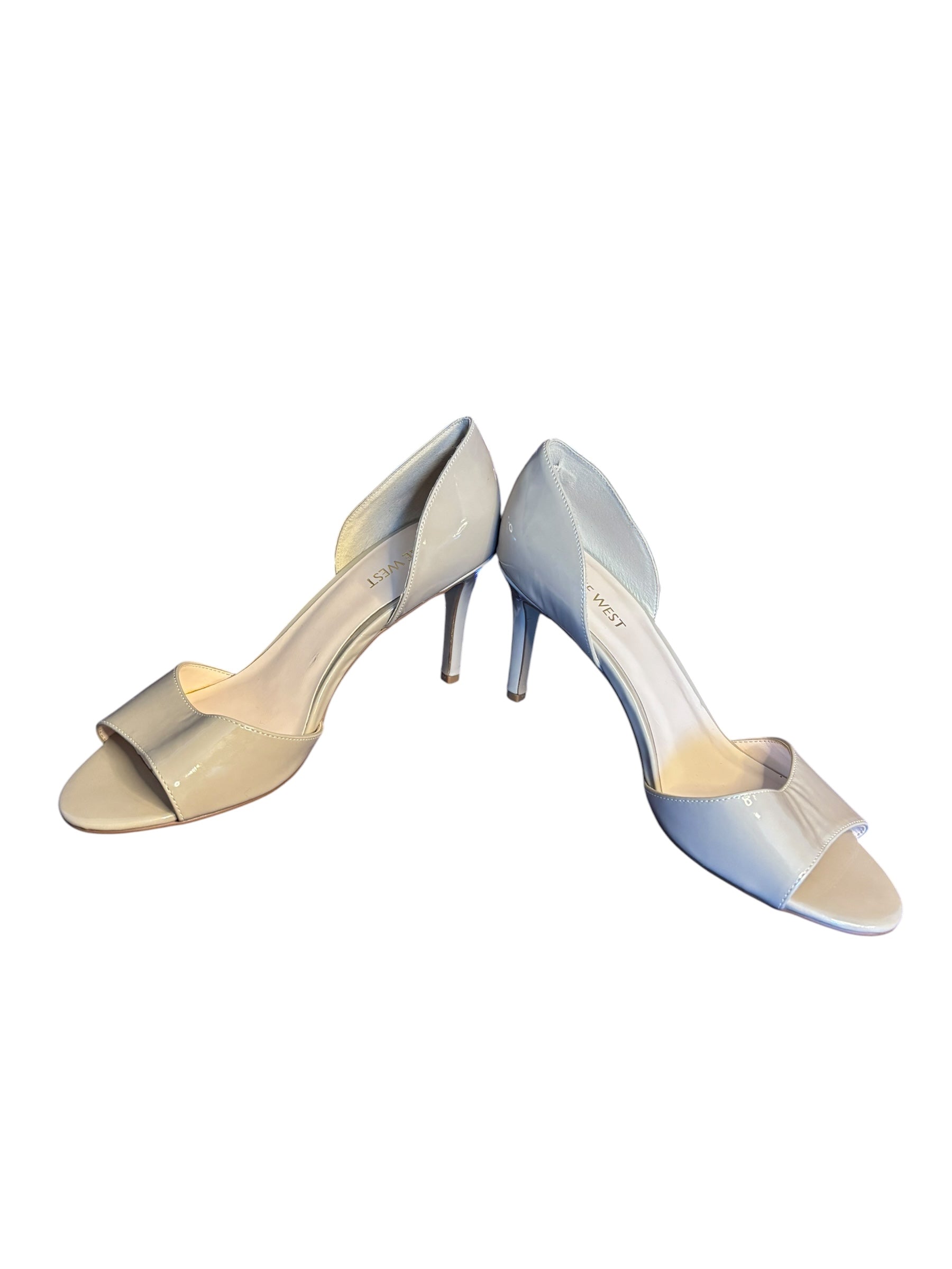 Nine West Women's Beige Open Toe Heels Stiletto Pumps Dress Shoes Size 10