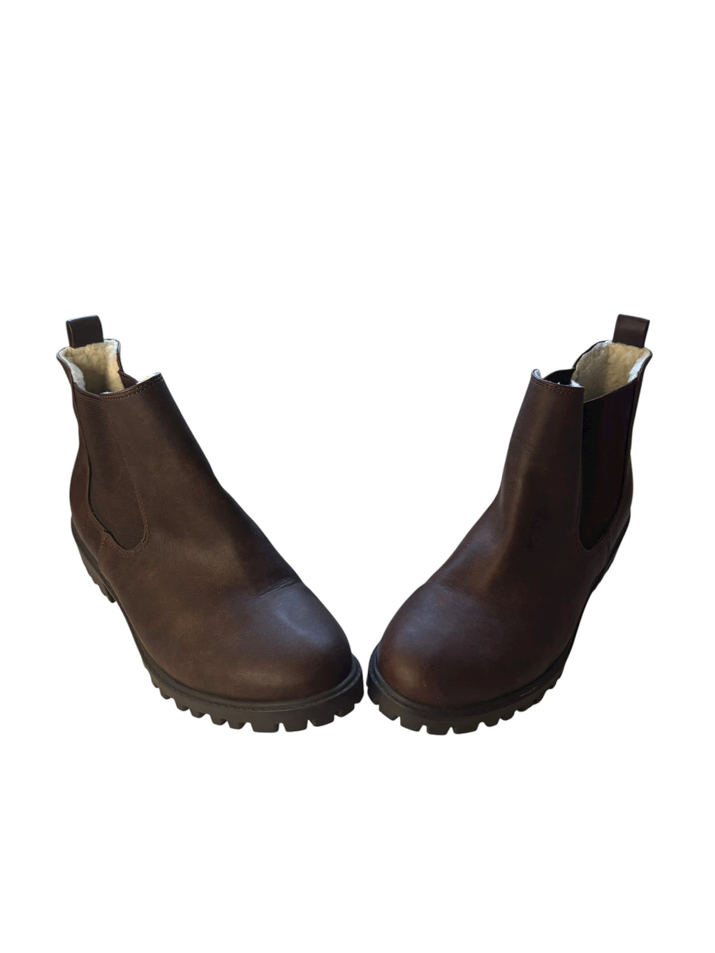 Brown Chelsea Ankle Boots  Lug Sole 1.5" Heel Pull On For Fall Weather Size 7.5