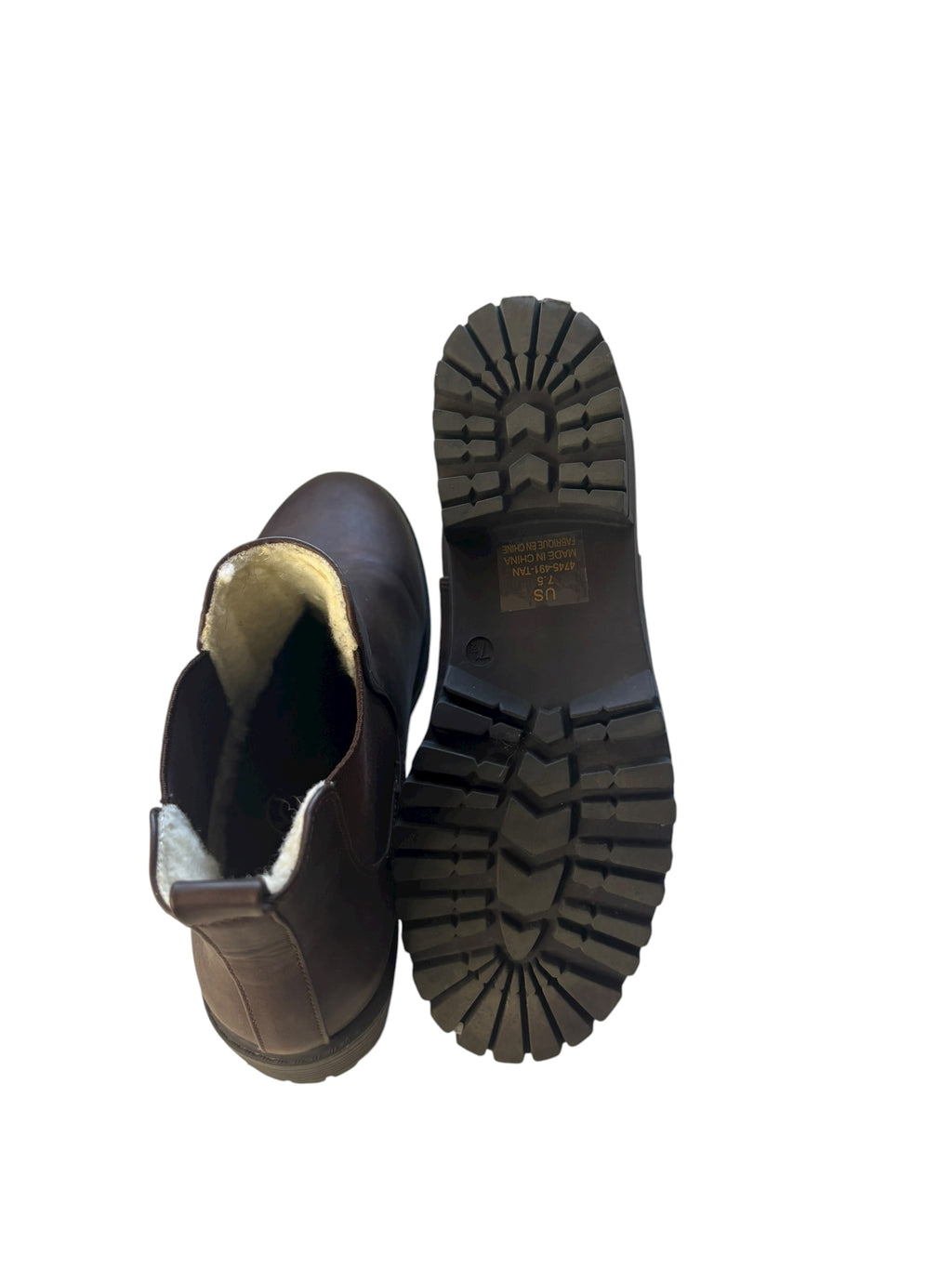 Brown Chelsea Ankle Boots  Lug Sole 1.5" Heel Pull On For Fall Weather Size 7.5