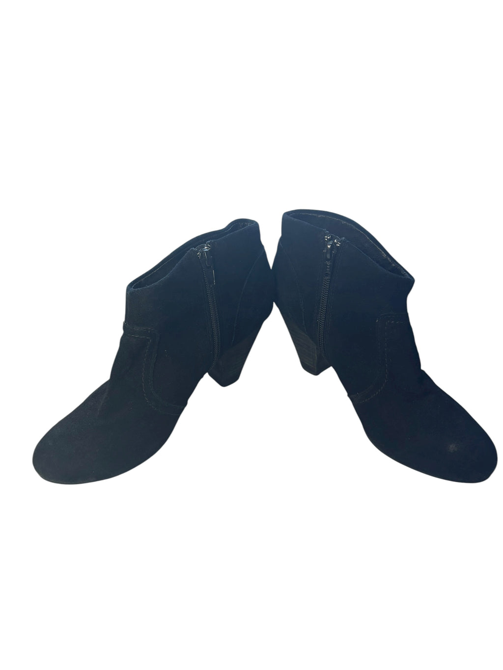 ALDO Black Suede Ankle Booties 3" Heeled Boots Classic Chic Size 7