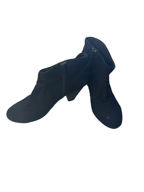 ALDO Black Suede Ankle Booties 3" Heeled Boots Classic Chic Size 7