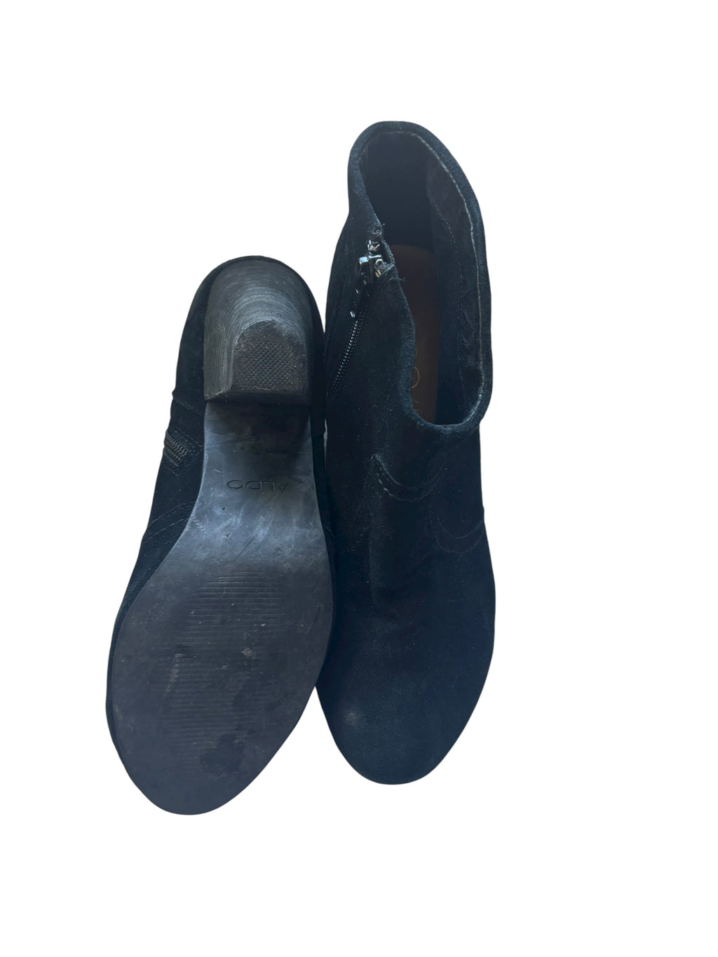 ALDO Black Suede Ankle Booties 3" Heeled Boots Classic Chic Size 7