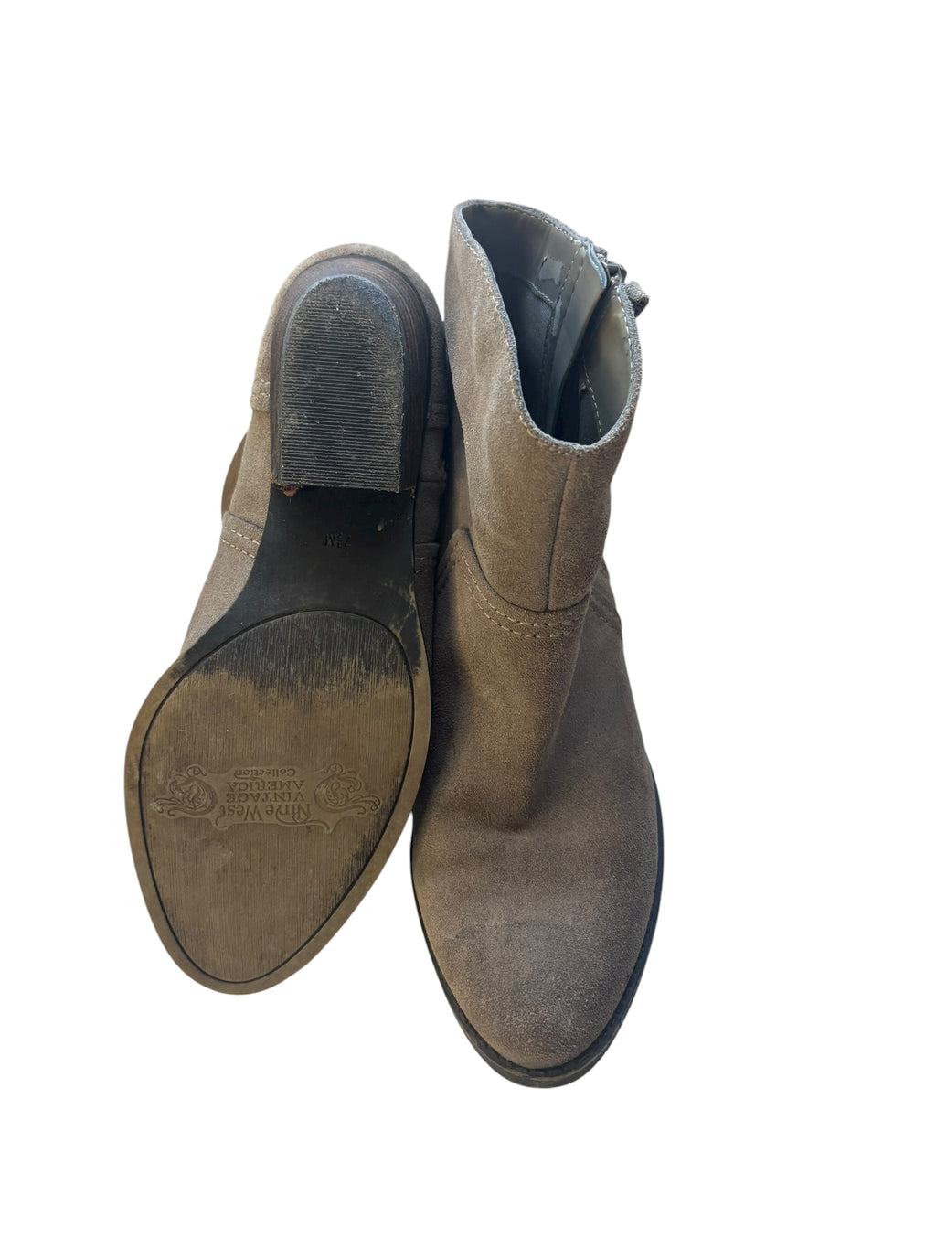 Nine West America Garrett Suede Leather 2" Ankle Boots Women's 7.5M Taupe