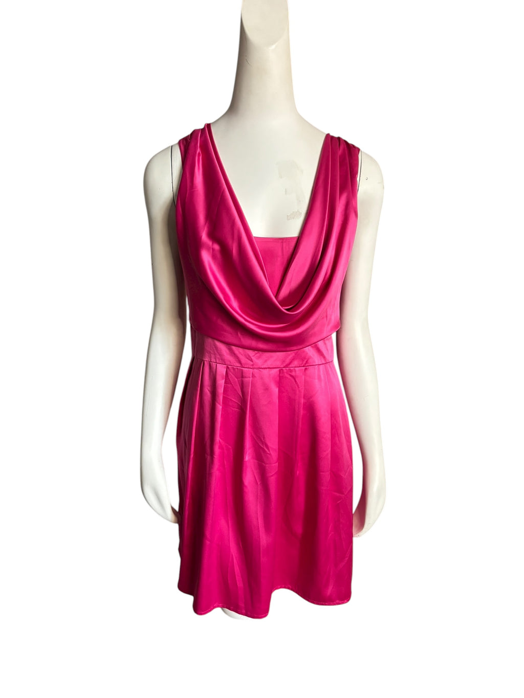 Kopa Women's Pink Cowl Neck Pleated Fit and Flare Dress Size L