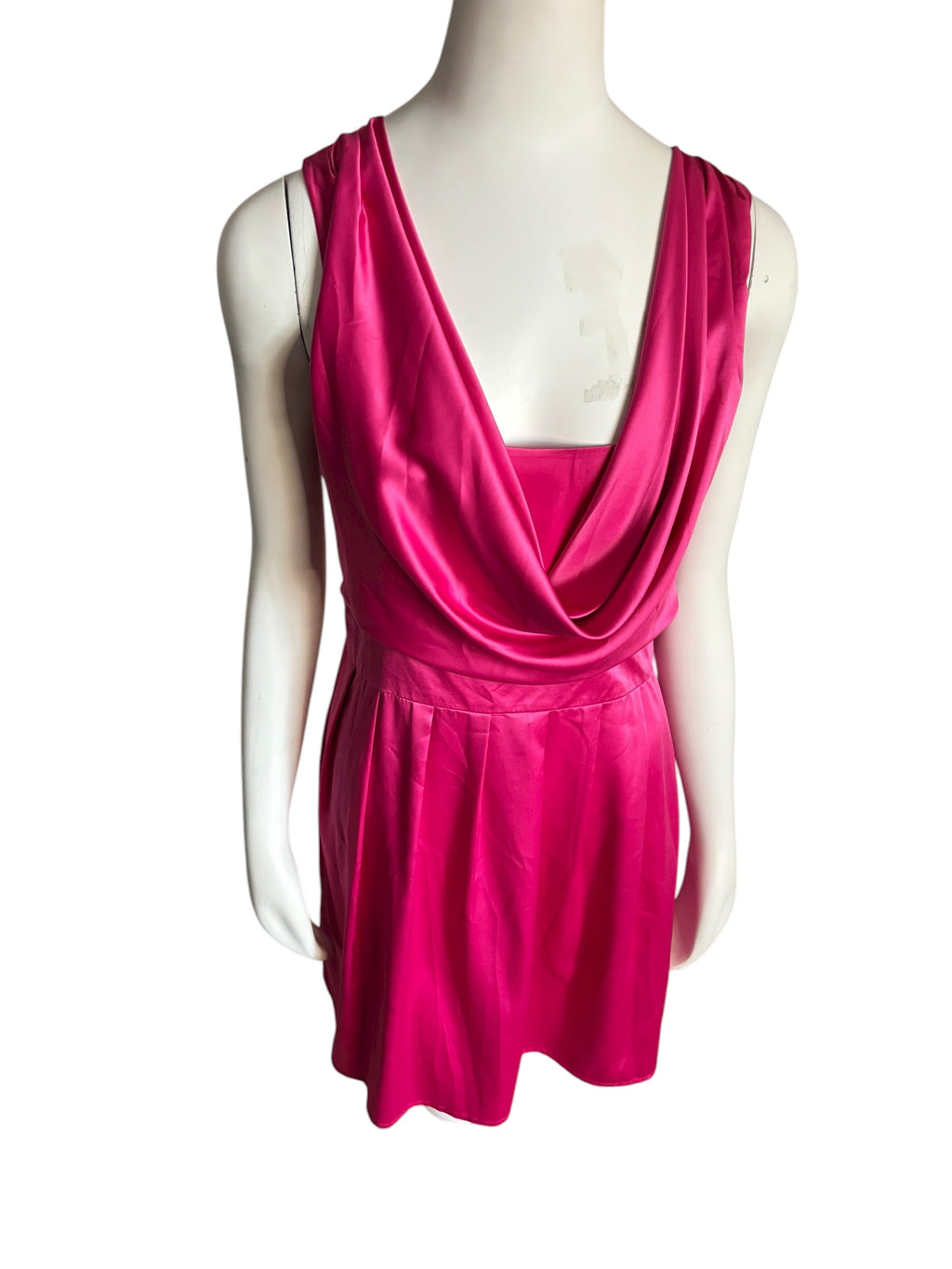 Kopa Women's Pink Cowl Neck Pleated Fit and Flare Dress Size L