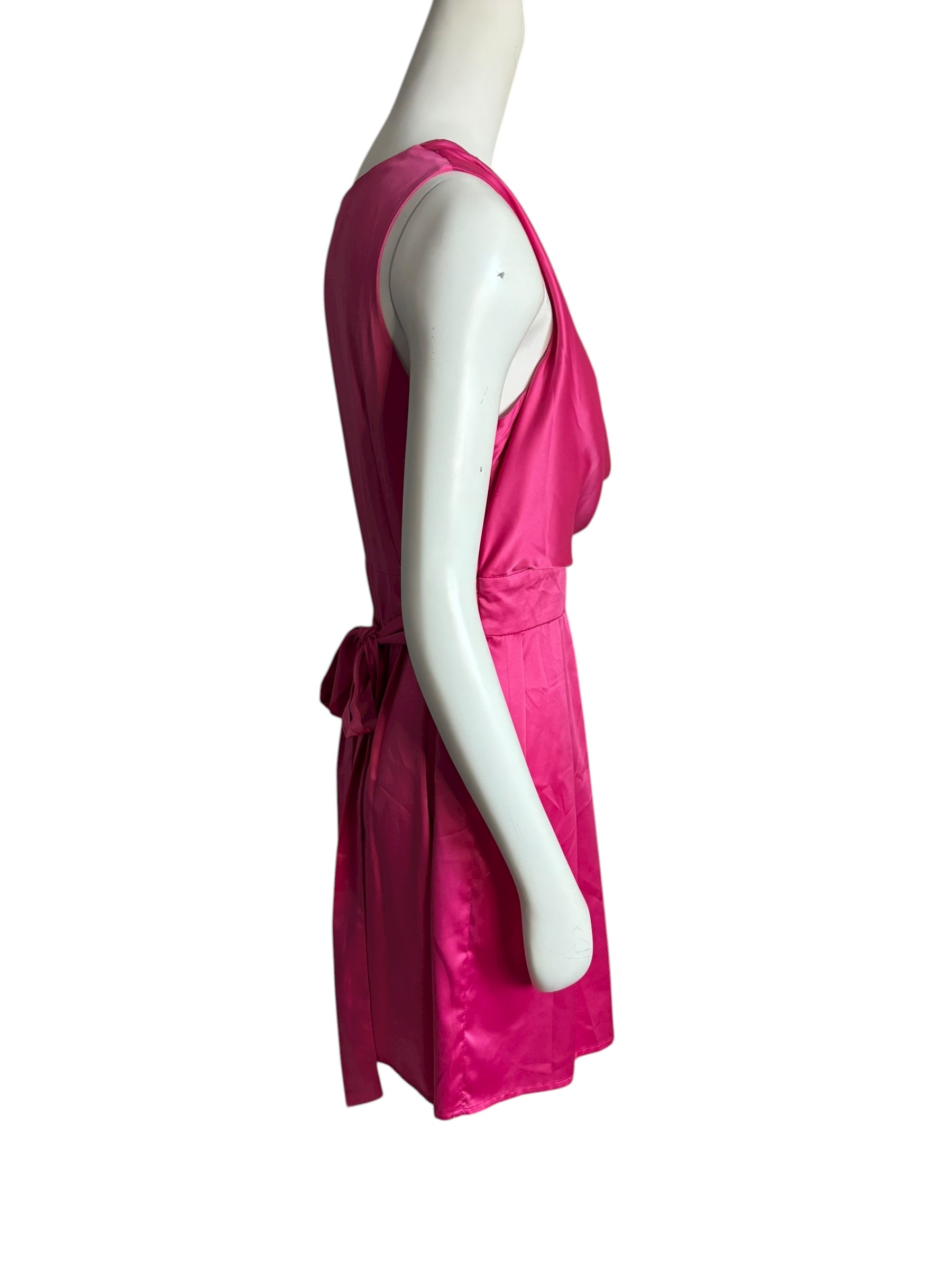 Kopa Women's Pink Cowl Neck Pleated Fit and Flare Dress Size L