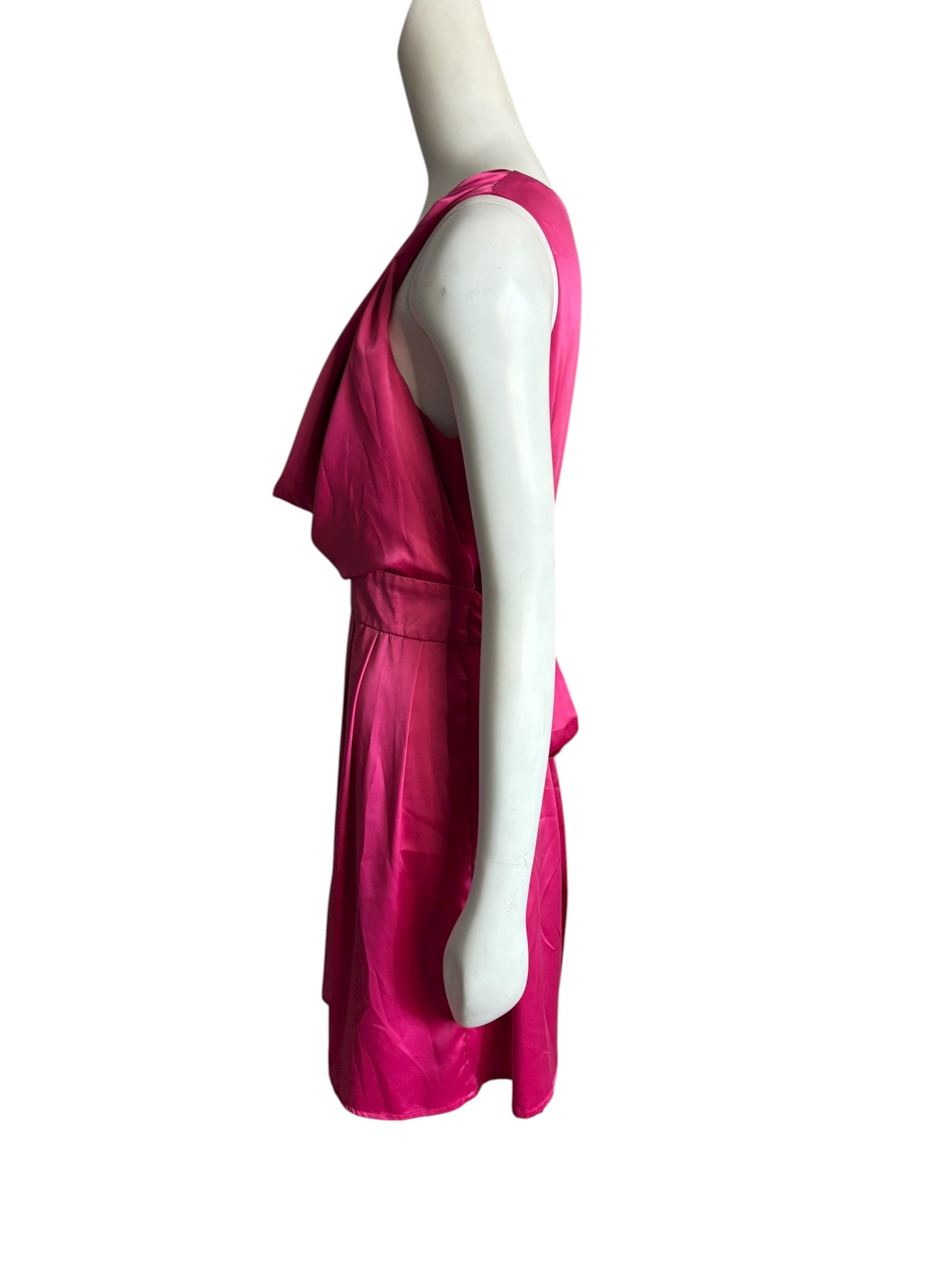 Kopa Women's Pink Cowl Neck Pleated Fit and Flare Dress Size L