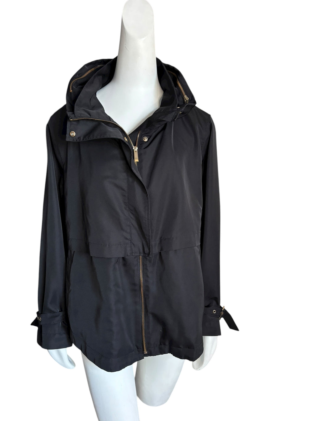 ZARA BASIC Women's Black Hooded Anorak Jacket Lightweight Casual Size XL