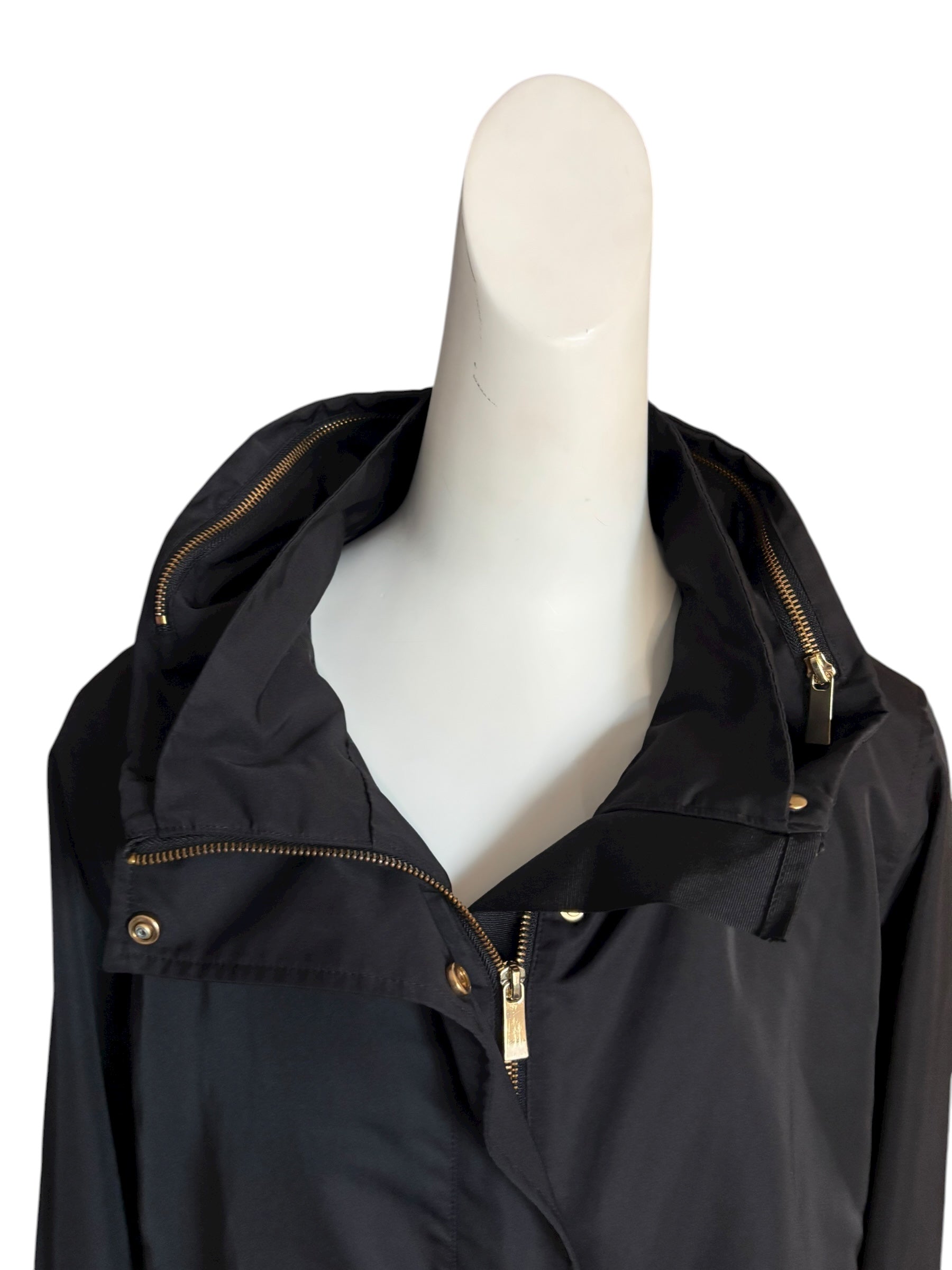 ZARA BASIC Women's Black Hooded Anorak Jacket Lightweight Casual Size XL