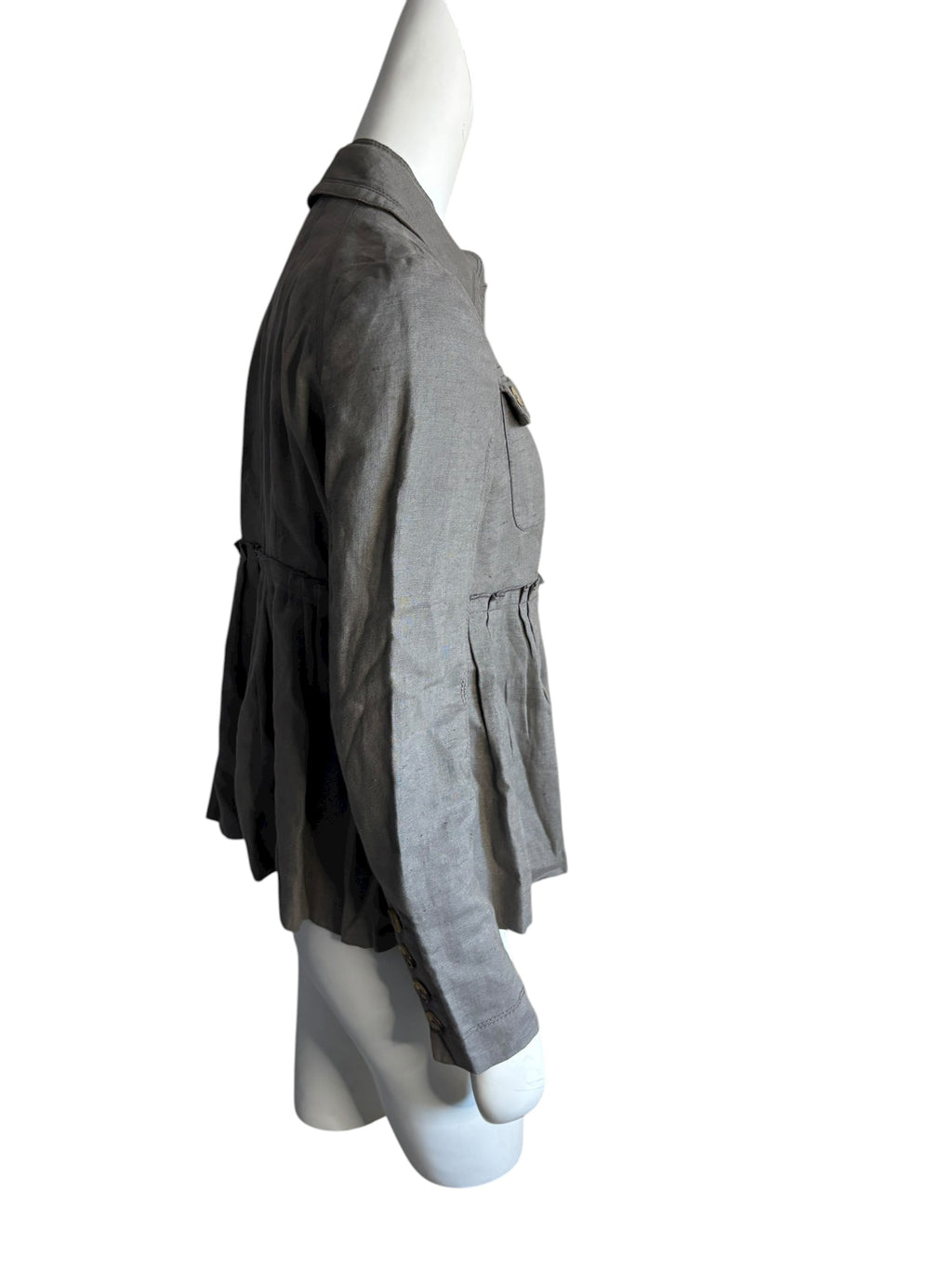 Zara Woman Gray Linen Blend Button Front Peplum Jacket Size L