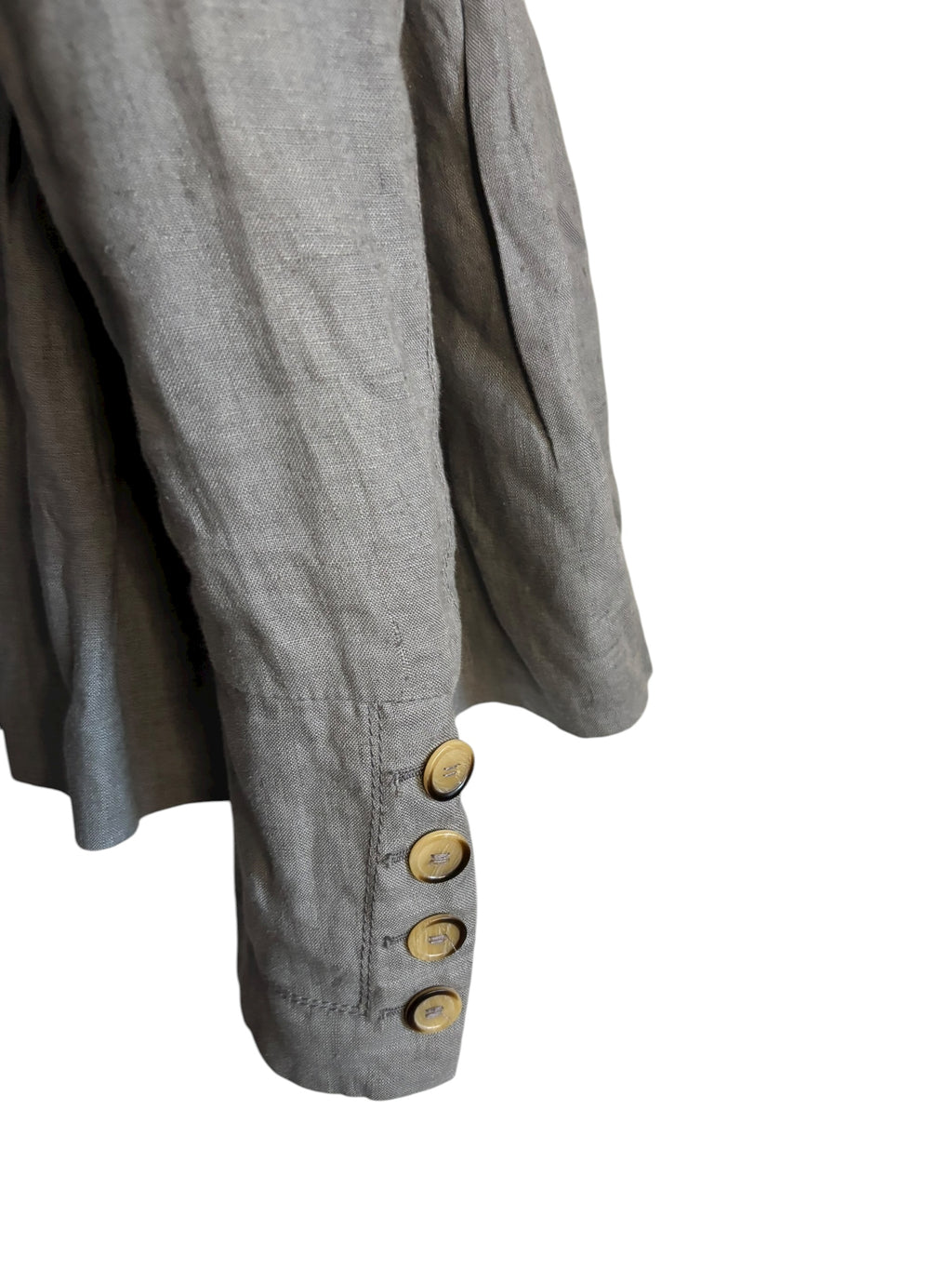 Zara Woman Gray Linen Blend Button Front Peplum Jacket Size L