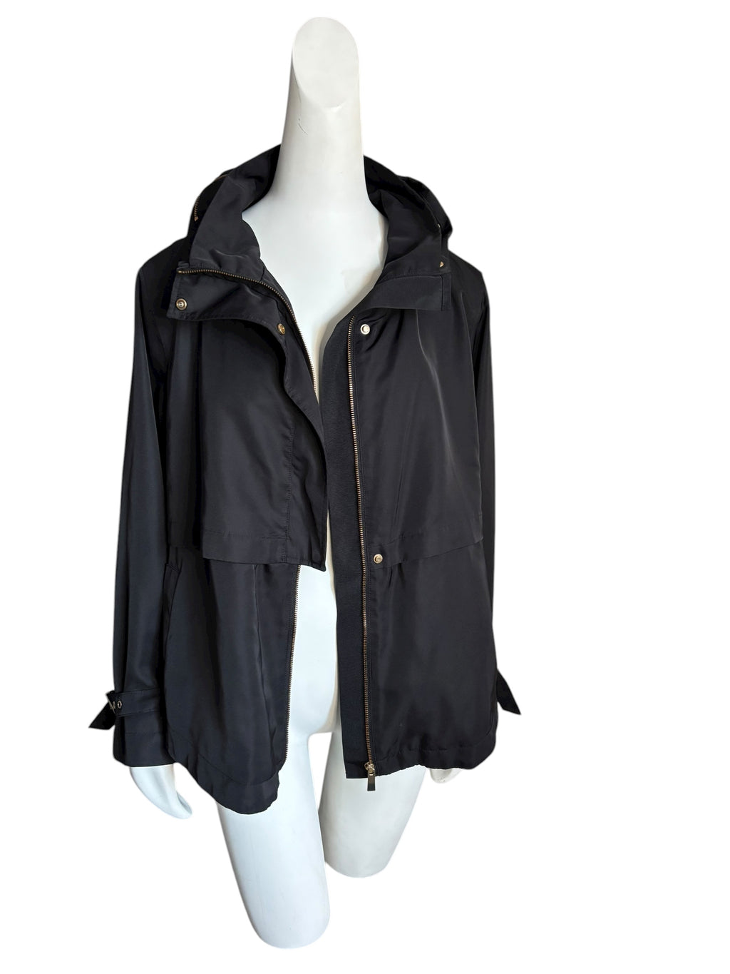 ZARA BASIC Women's Black Hooded Anorak Jacket Lightweight Casual Size XL