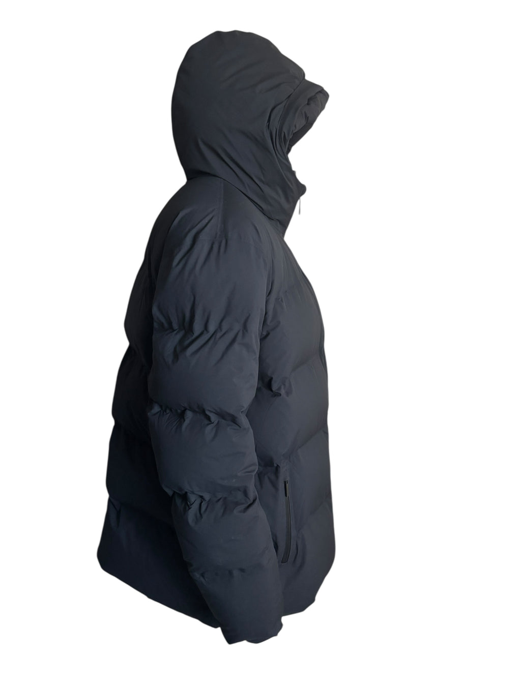 Aritzia THE SUPER PUFF Black Puffer Hooded Jacket Down Fill Parka Size Large