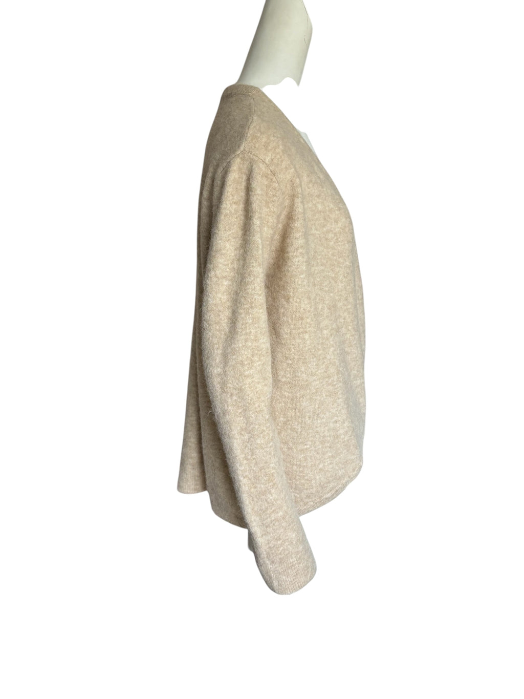 COS Alpaca Wool Blend Wrap Cardigan Sweater Beige Oatmeal Heather Size L