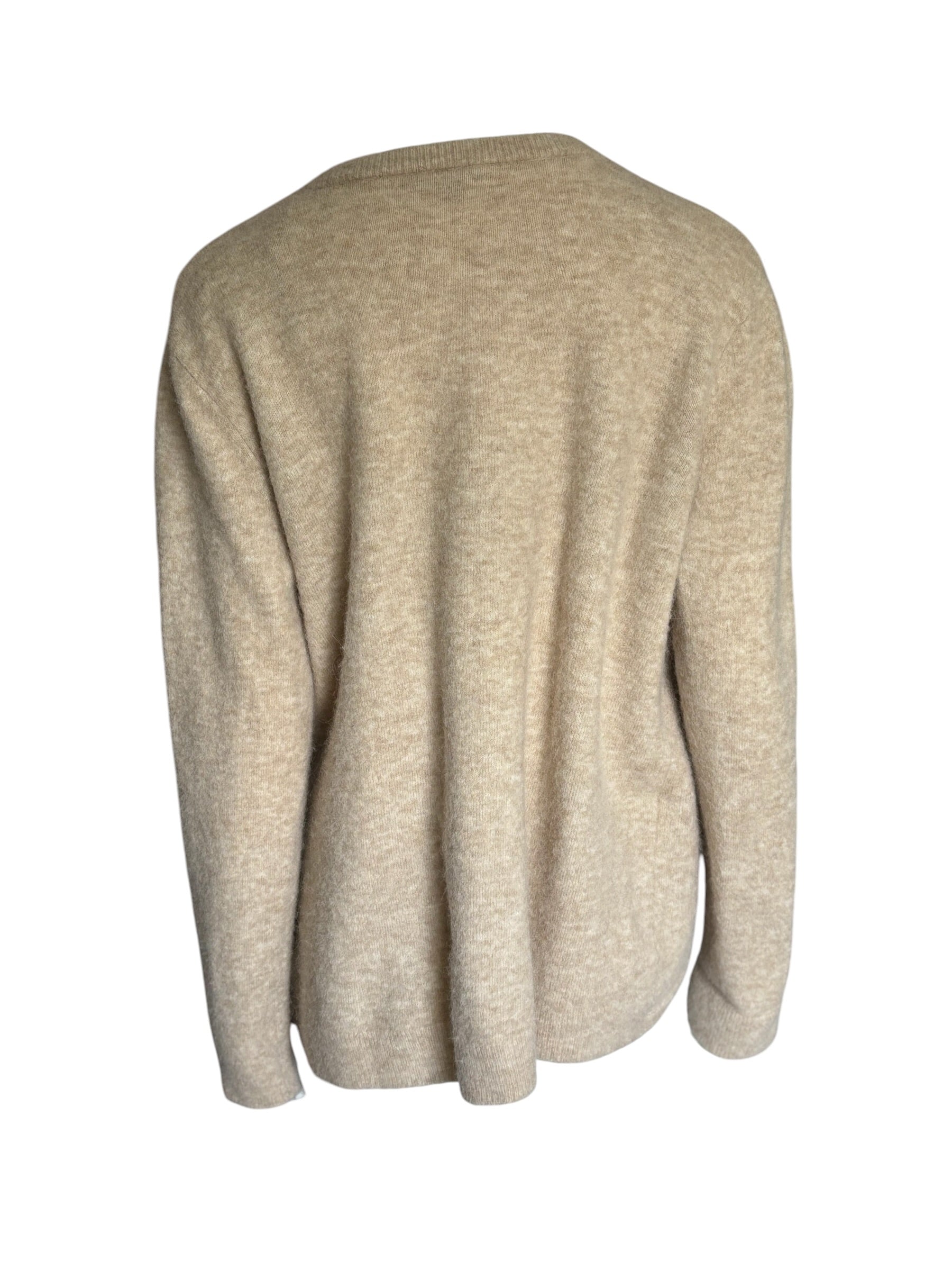 COS Alpaca Wool Blend Wrap Cardigan Sweater Beige Oatmeal Heather Size L