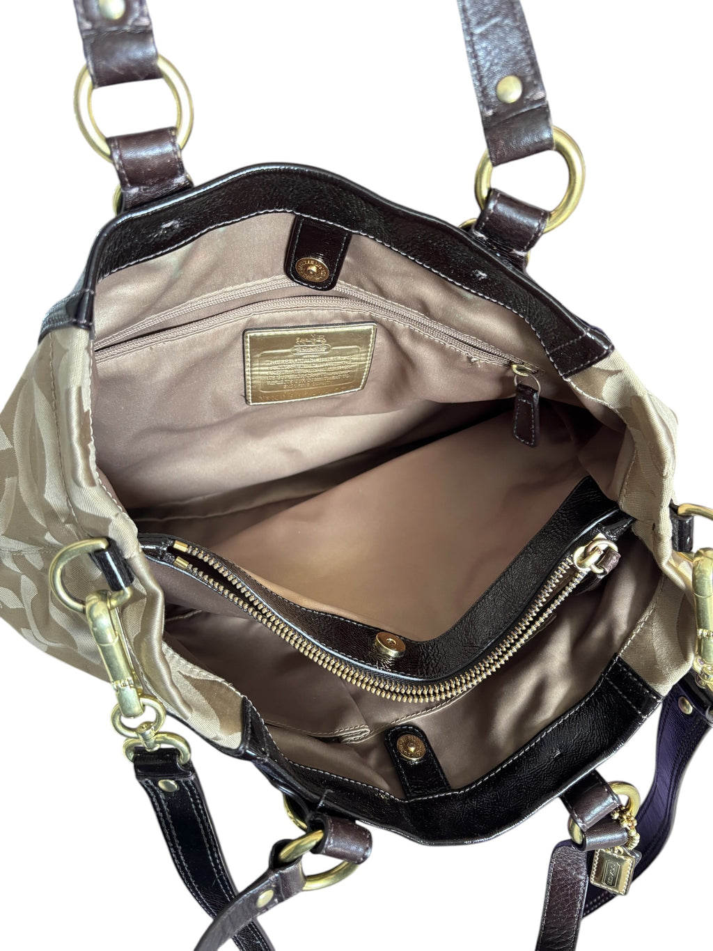 Coach Mia Maggie Op Art Champagne Mahogany Shoulder Bag 14578