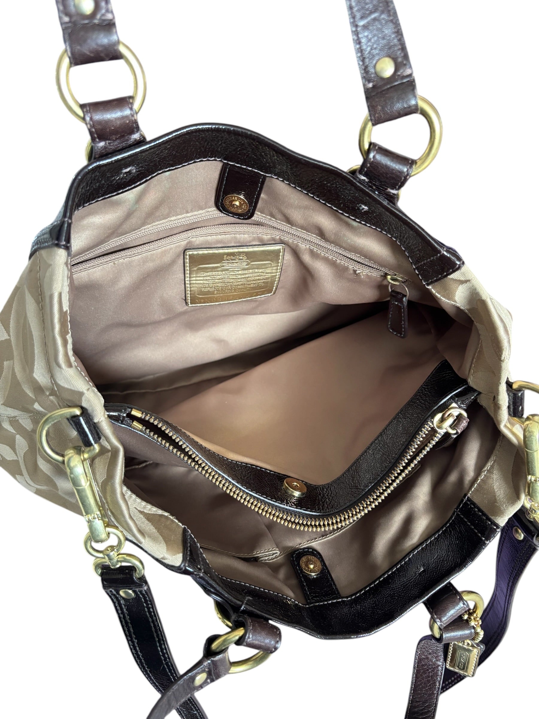 Coach Mia Maggie Op Art Champagne Mahogany Shoulder Bag 14578