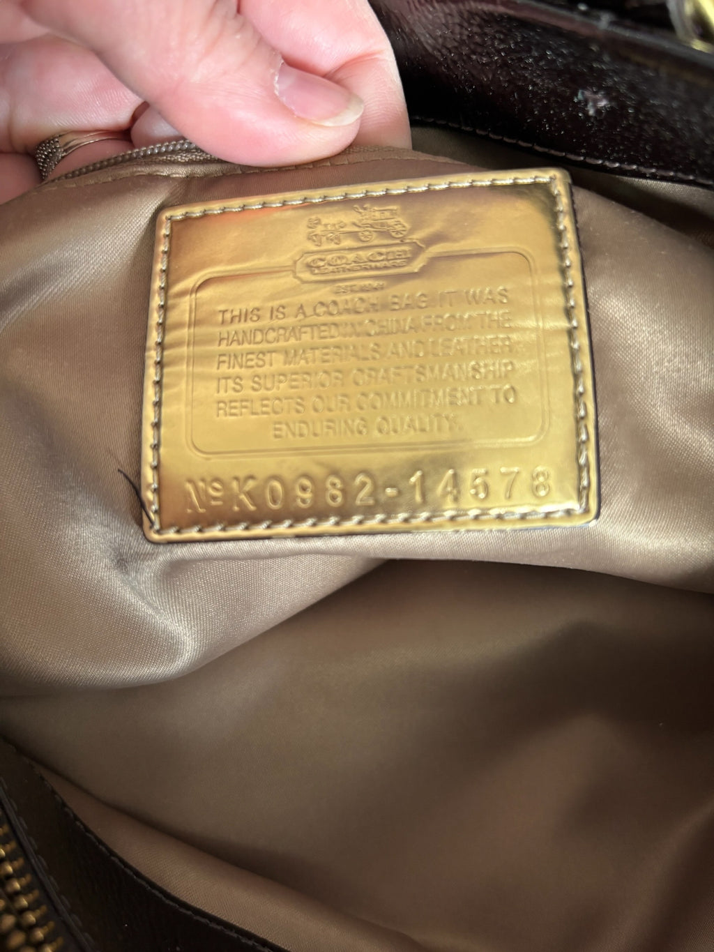Coach Mia Maggie Op Art Champagne Mahogany Shoulder Bag 14578