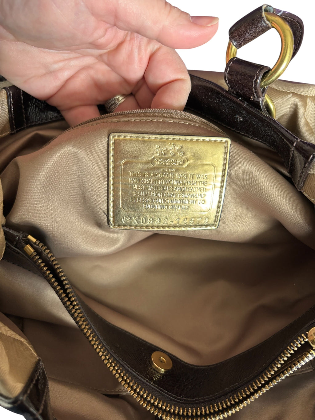 Coach Mia Maggie Op Art Champagne Mahogany Shoulder Bag 14578