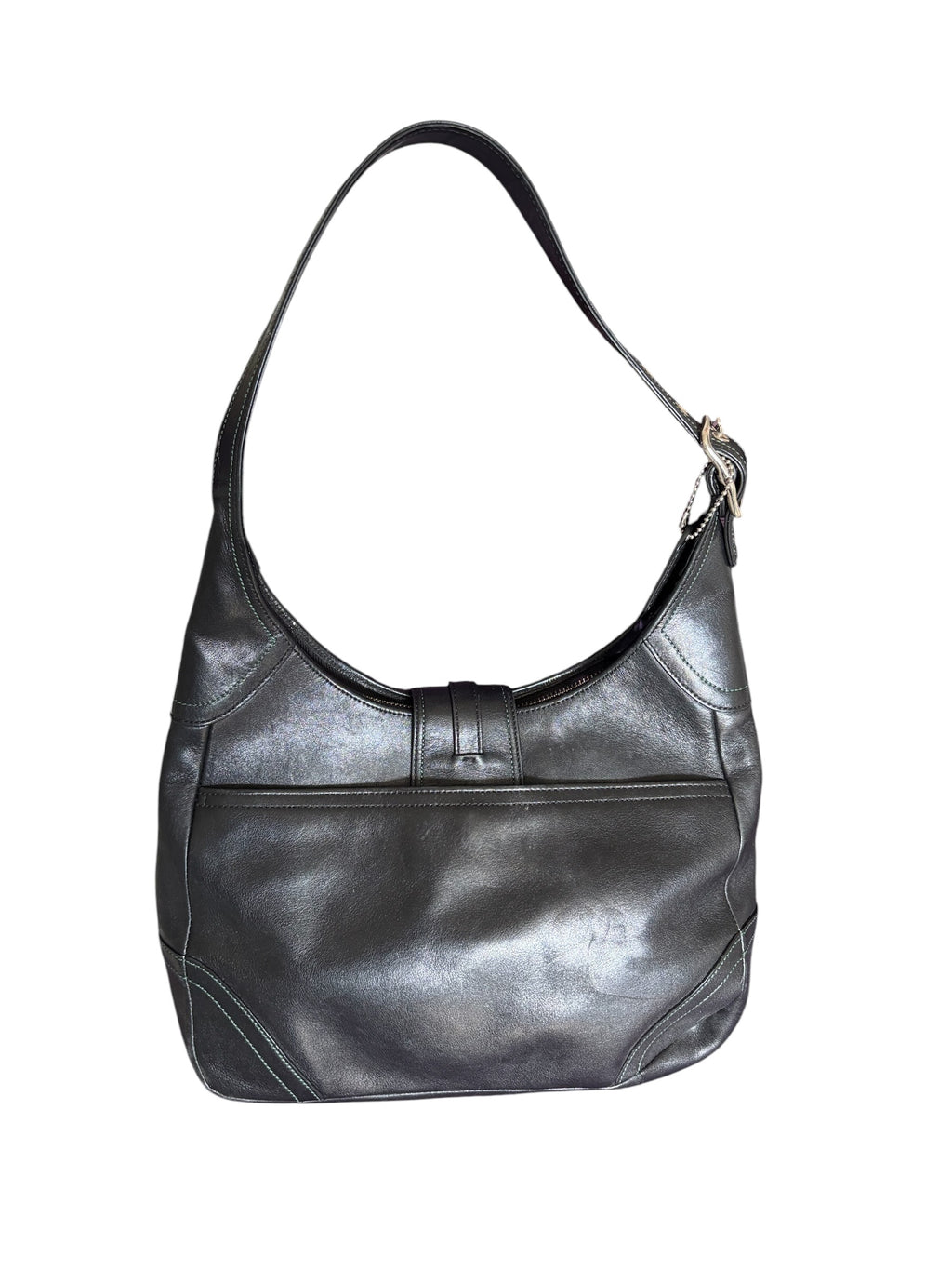 Coach Ergo Black Leather Hobo Shoulder Bag Contrast Stitch 8A67 Vintage