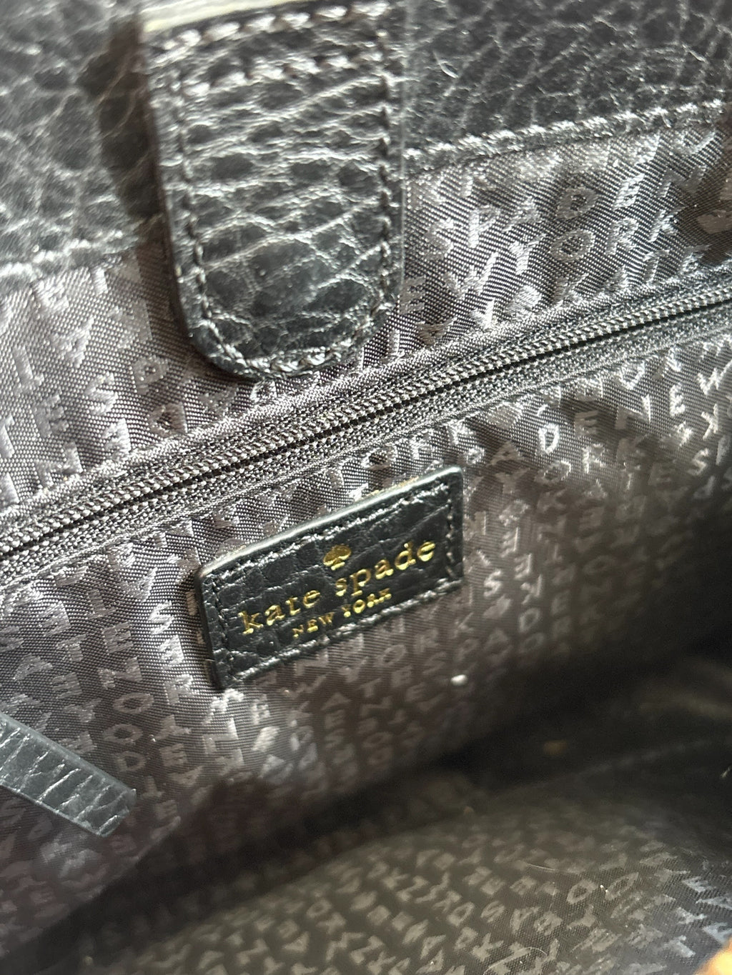 Kate Spade Black Pebbled Leather Perforated Floral Shoulder Bag Gold Hardware