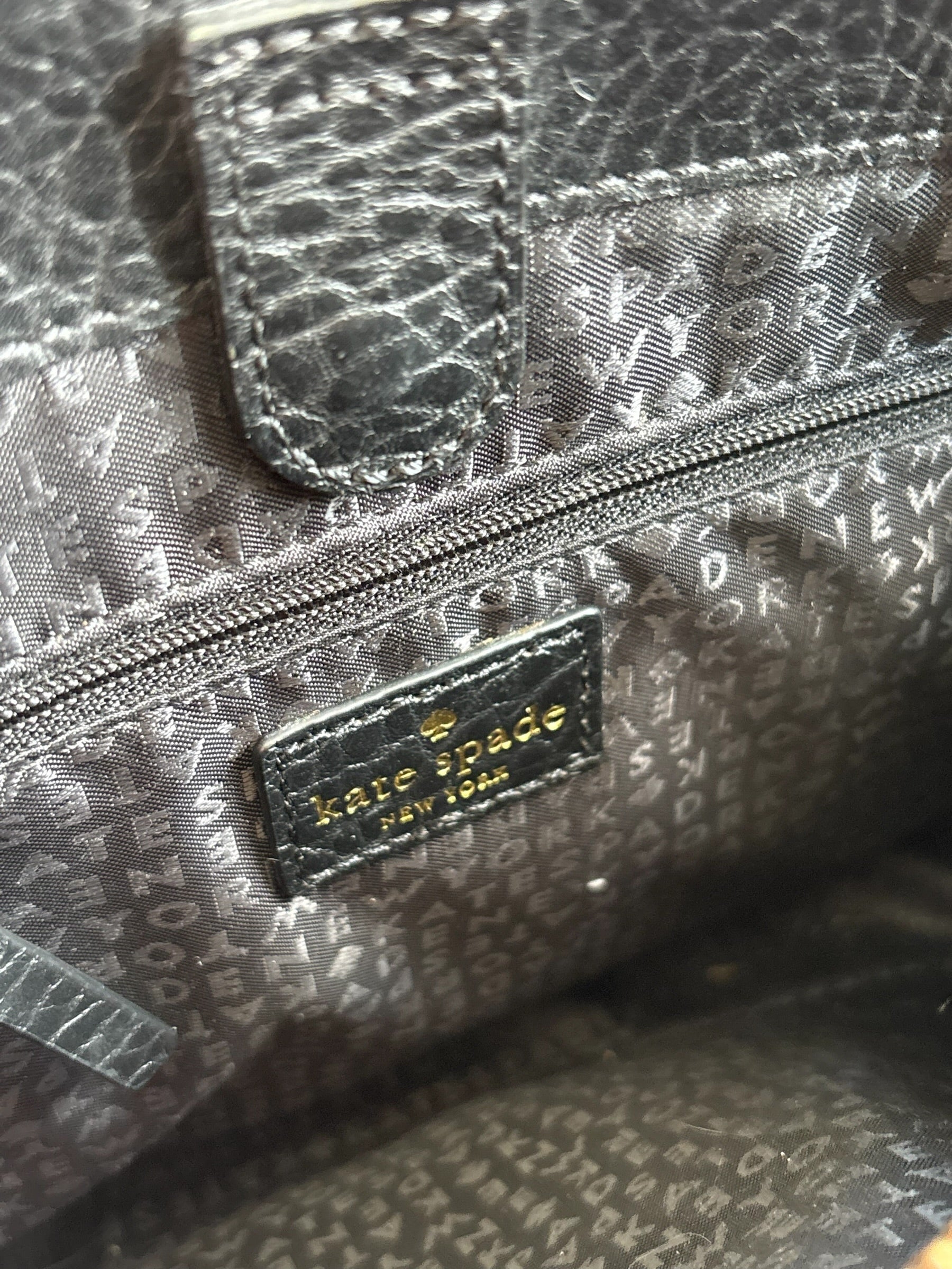 Kate Spade Black Pebbled Leather Perforated Floral Shoulder Bag Gold Hardware