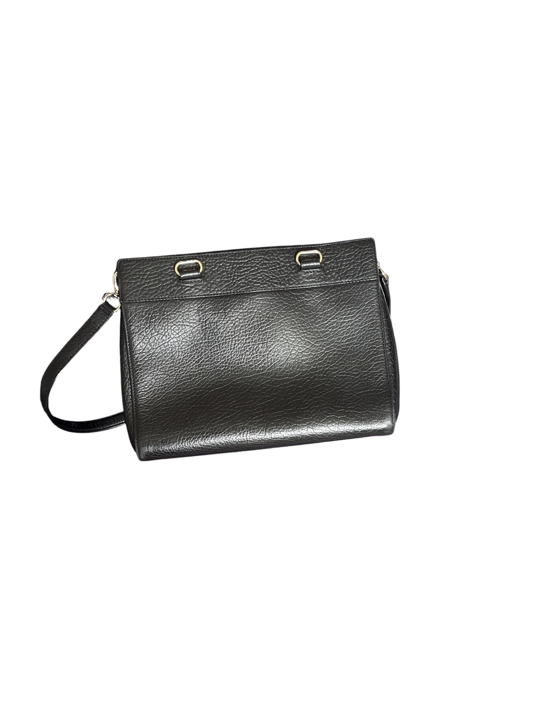 Kate Spade Black Pebbled Leather Perforated Floral Shoulder Bag Gold Hardware
