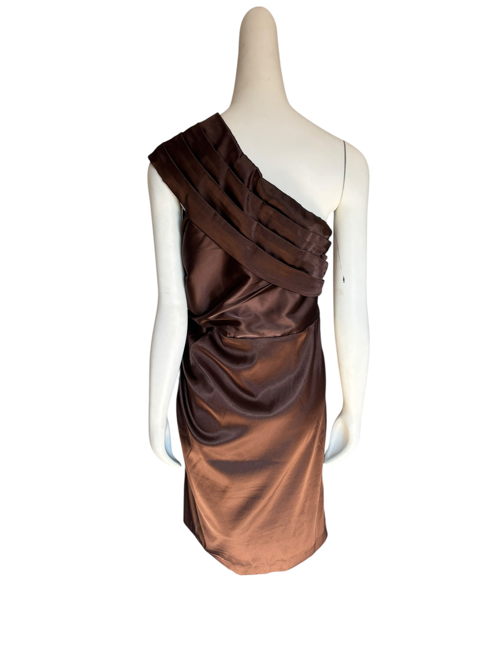 Le Chateau Brown One-Shoulder Ruched Cocktail Dress size 12