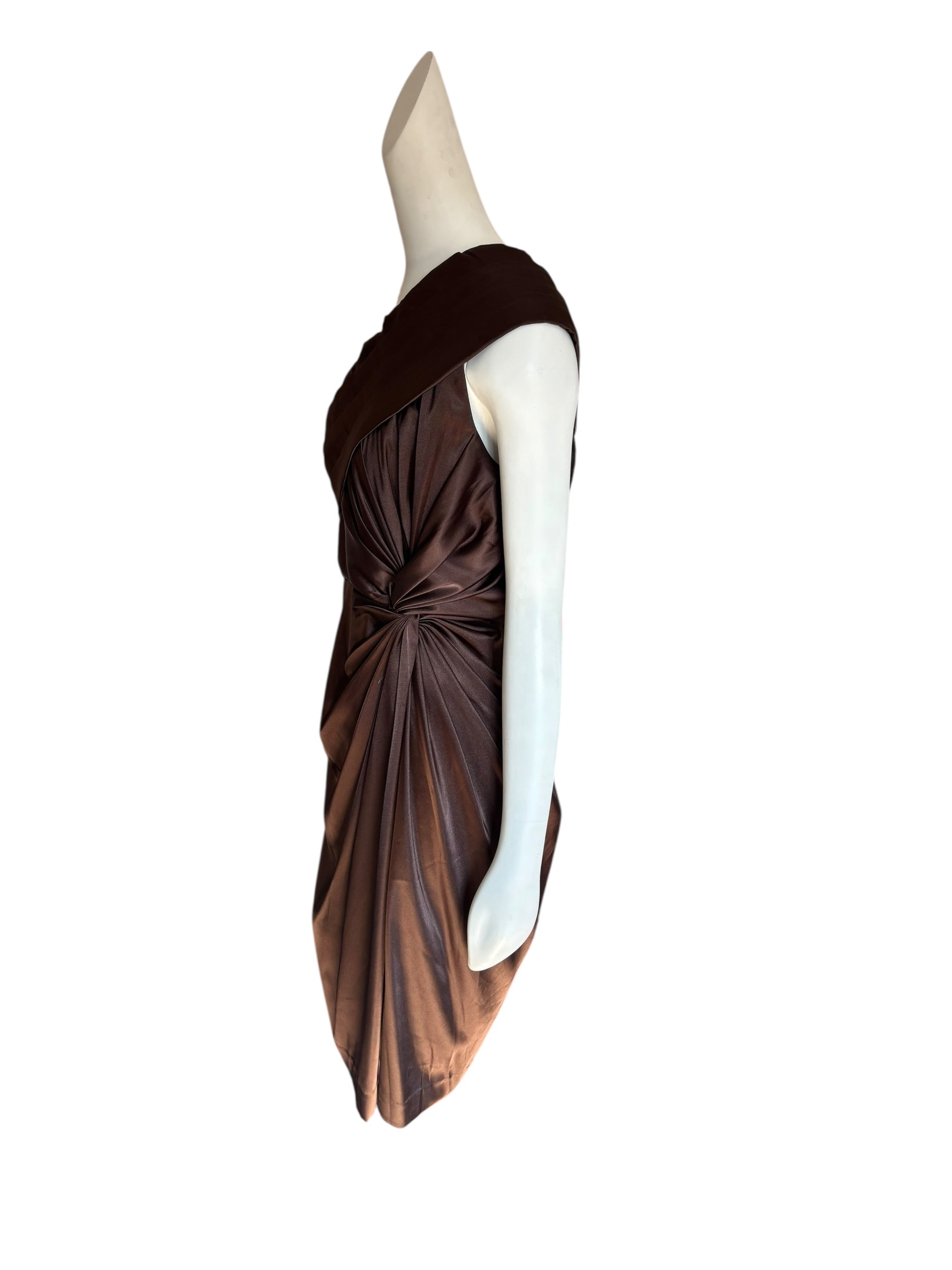 Le Chateau Brown One-Shoulder Ruched Cocktail Dress size 12