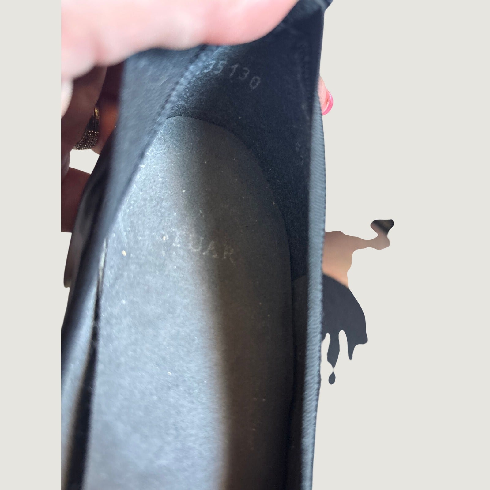 Stuart Weitzman Black Patent Leather Elastic Trim Platform Pumps KL35130  8.5