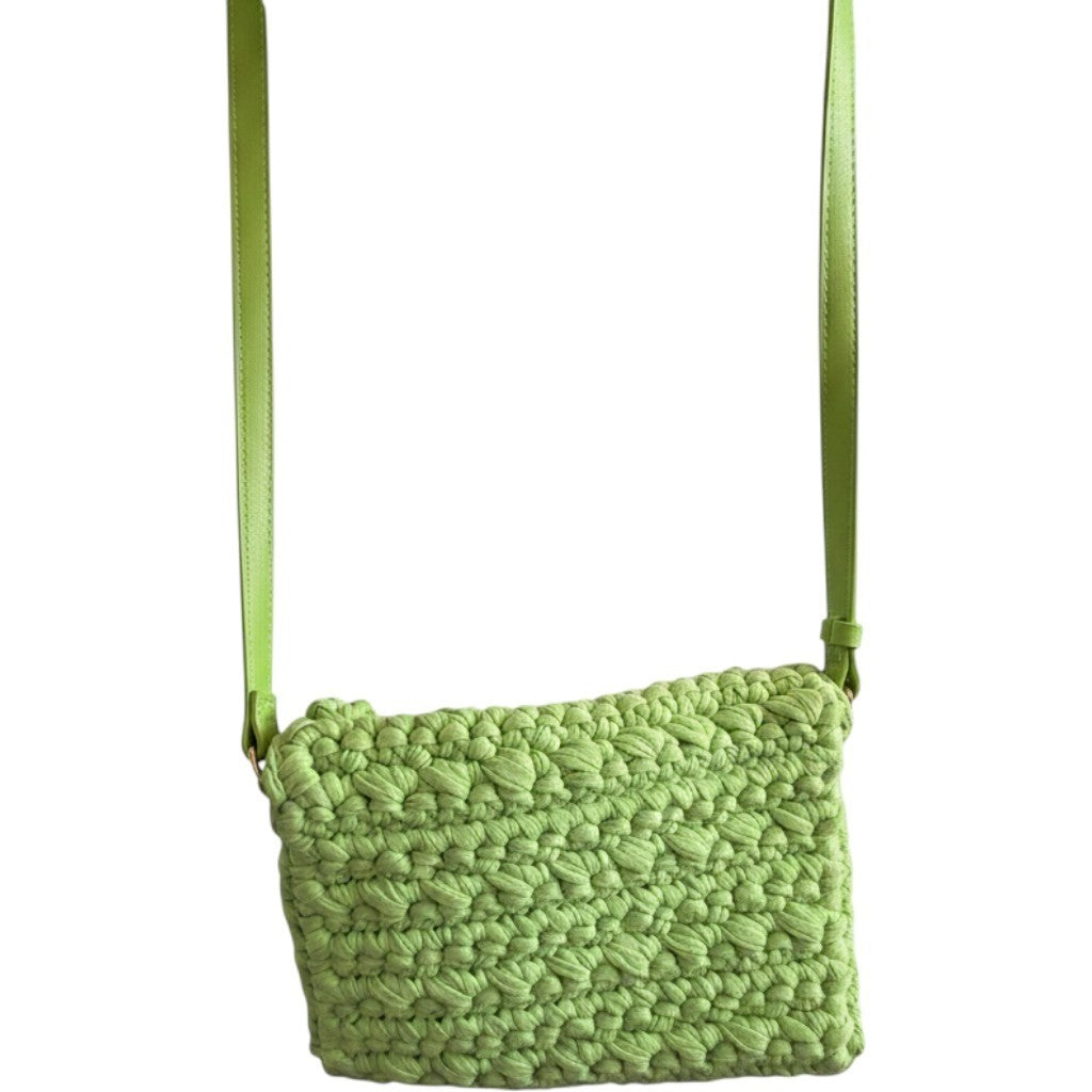 Lime Green Crochet Bobble Crossbody Bag Adjustable Faux Leather Strap NWT
