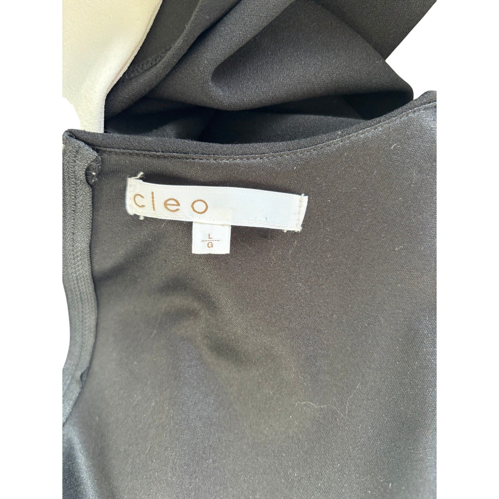 Cleo Black White Colorblock Faux Wrap Dress Cap Sleeve Size L