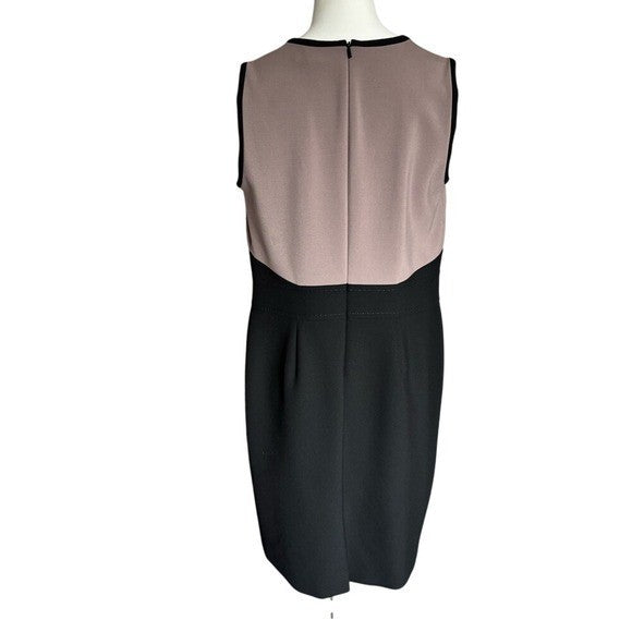 BOSS  ASL Colorblock Dress and Jacket Set Taupe Black Professional Suit Size 12