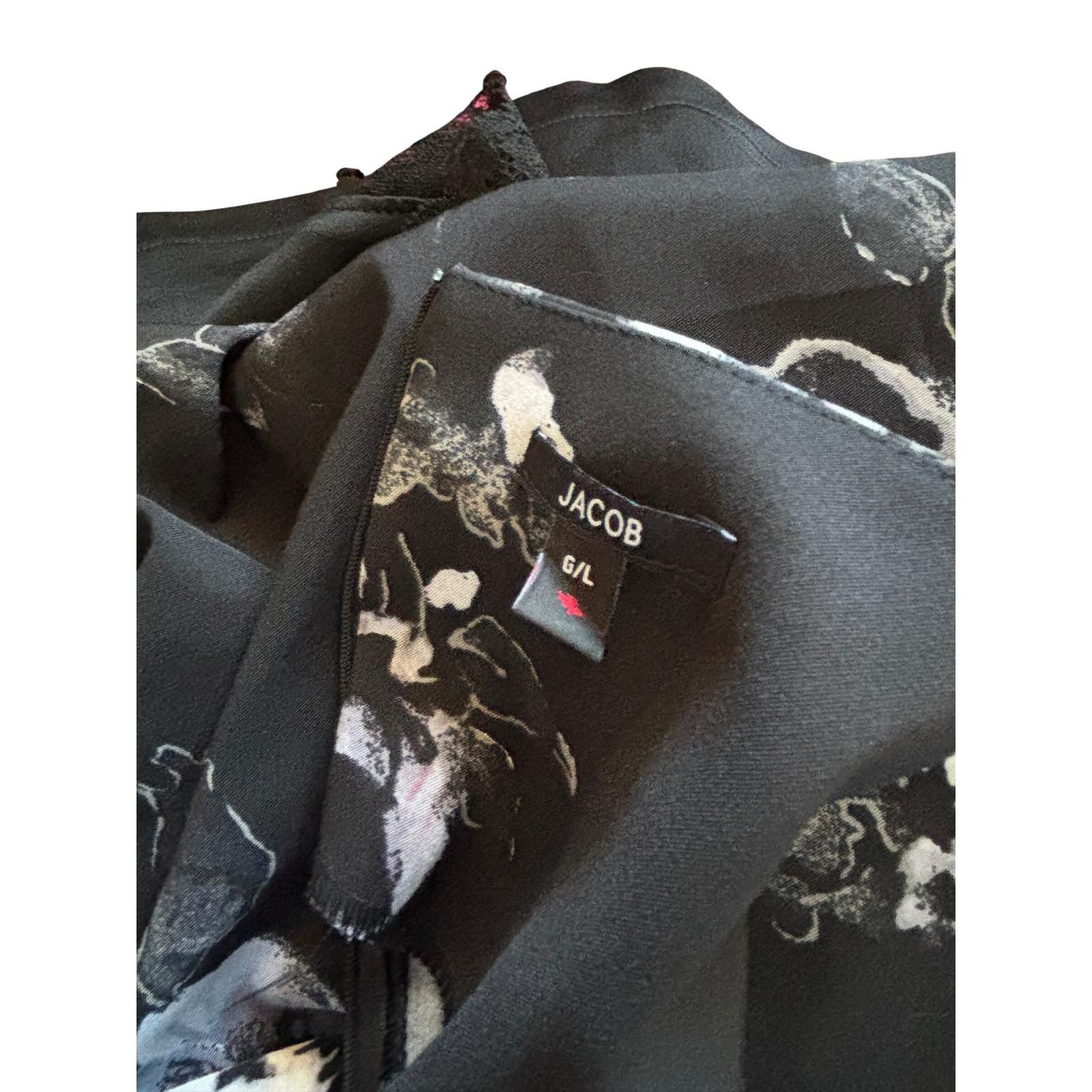 Jacob Womens Black White Floral Ruched Sheath Dress Sleeveless Size L A08C952‎