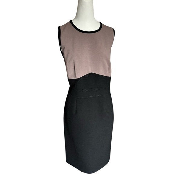 BOSS  ASL Colorblock Dress and Jacket Set Taupe Black Professional Suit Size 12