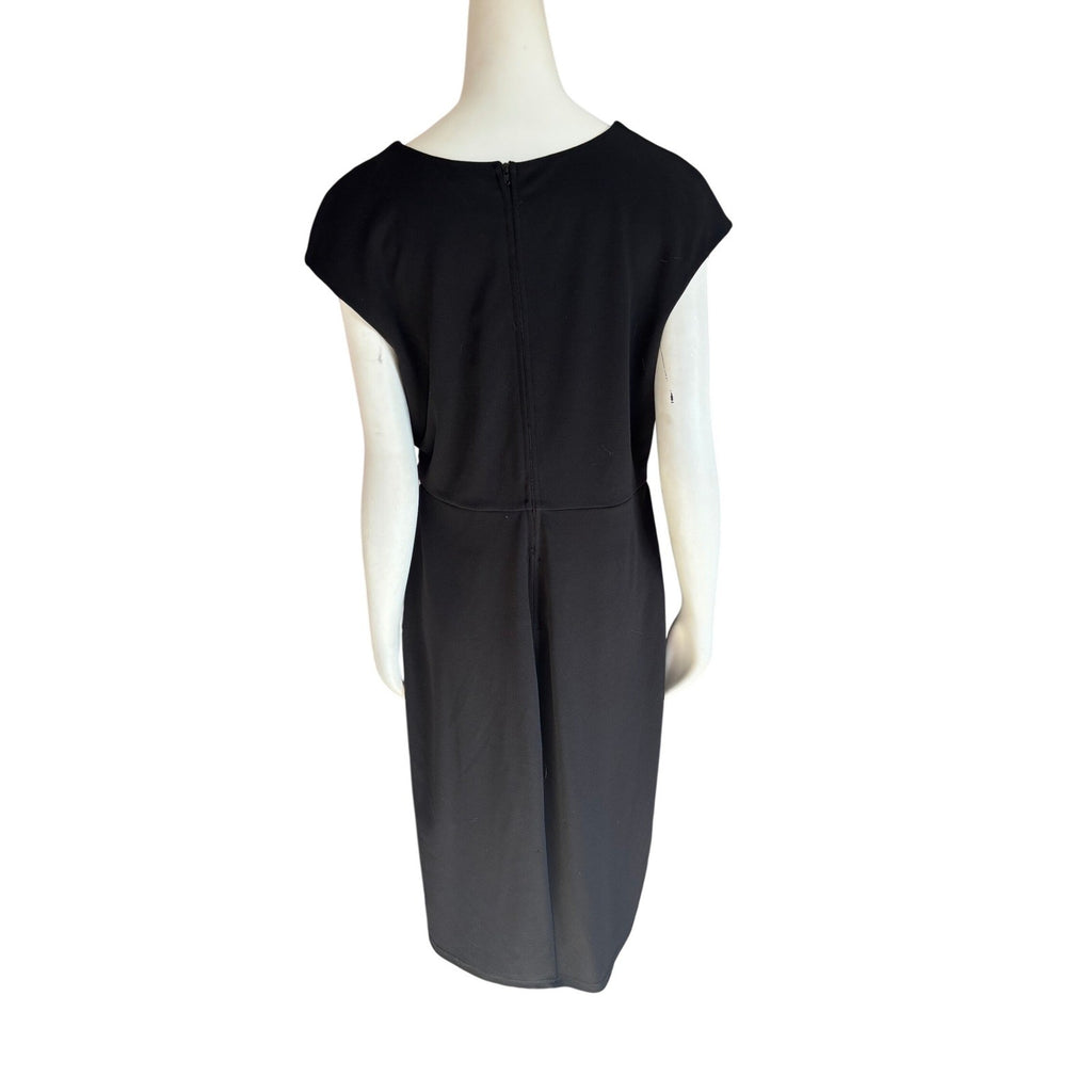 Cleo Black White Colorblock Faux Wrap Dress Cap Sleeve Size L