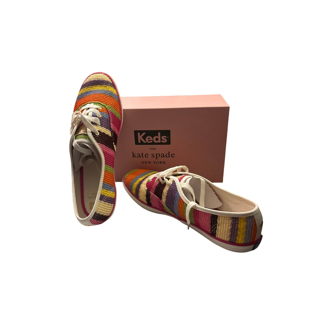 Keds x Kate Spade Champion Crochet Multi Stripe Sneakers WF66110 Size 9 NEW