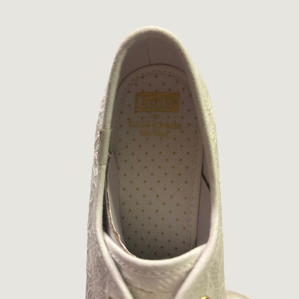 Keds Kate Spade Triple Kick White Floral Eyelet Pearl Sneakers WF66108 Size9.5