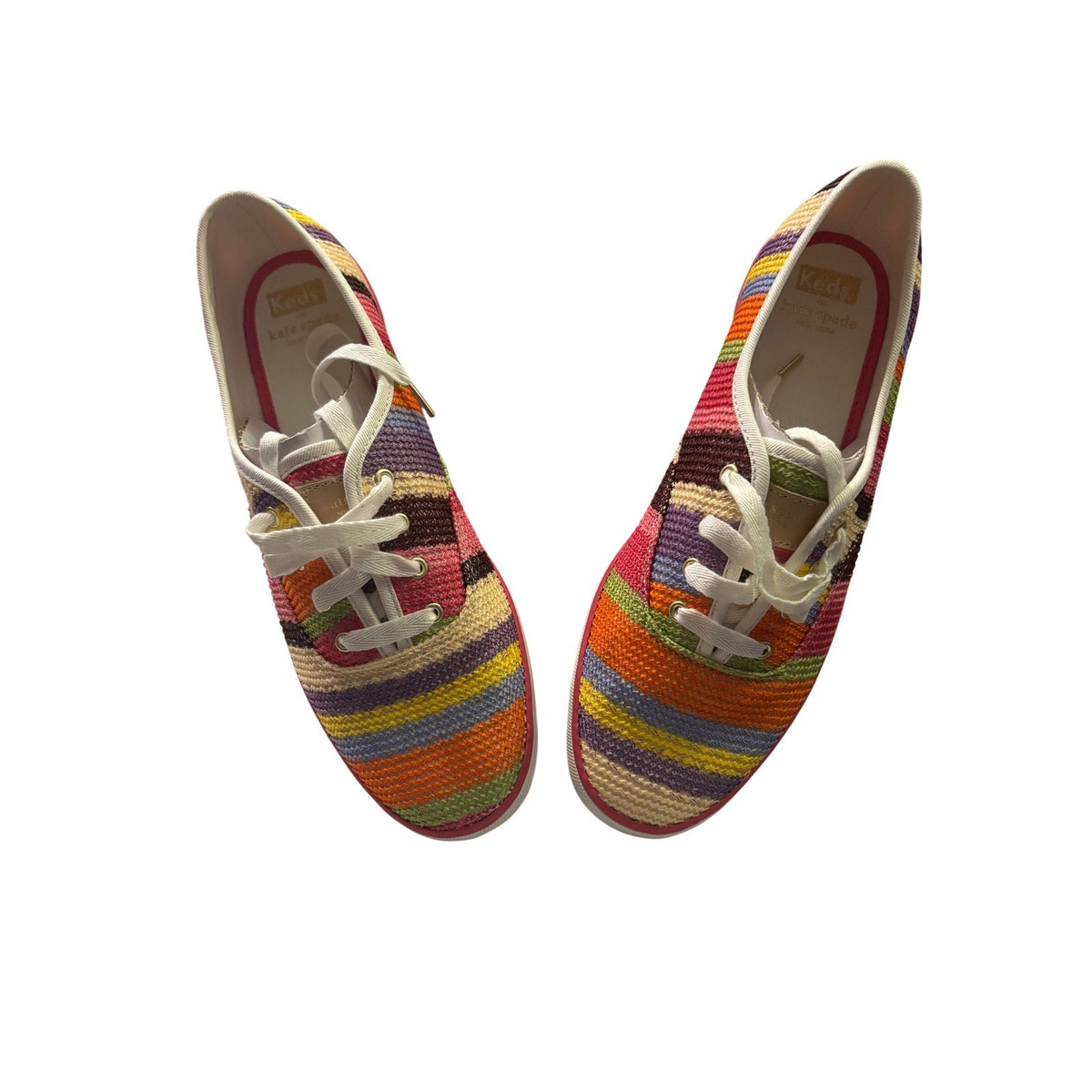 Keds x Kate Spade Champion Crochet Multi Stripe Sneakers WF66110 Size 9 NEW