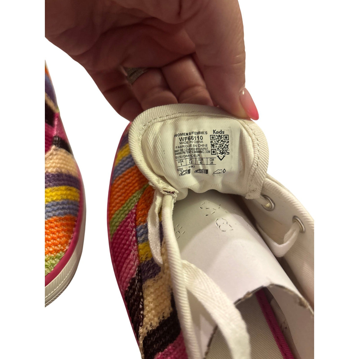 Keds x Kate Spade Champion Crochet Multi Stripe Sneakers WF66110 Size 9 NEW
