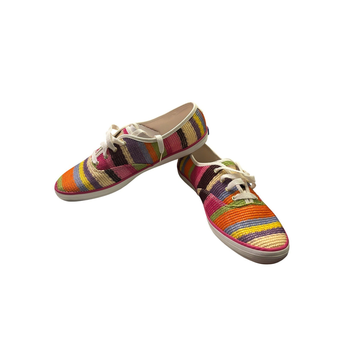 Keds x Kate Spade Champion Crochet Multi Stripe Sneakers WF66110 Size 9 NEW