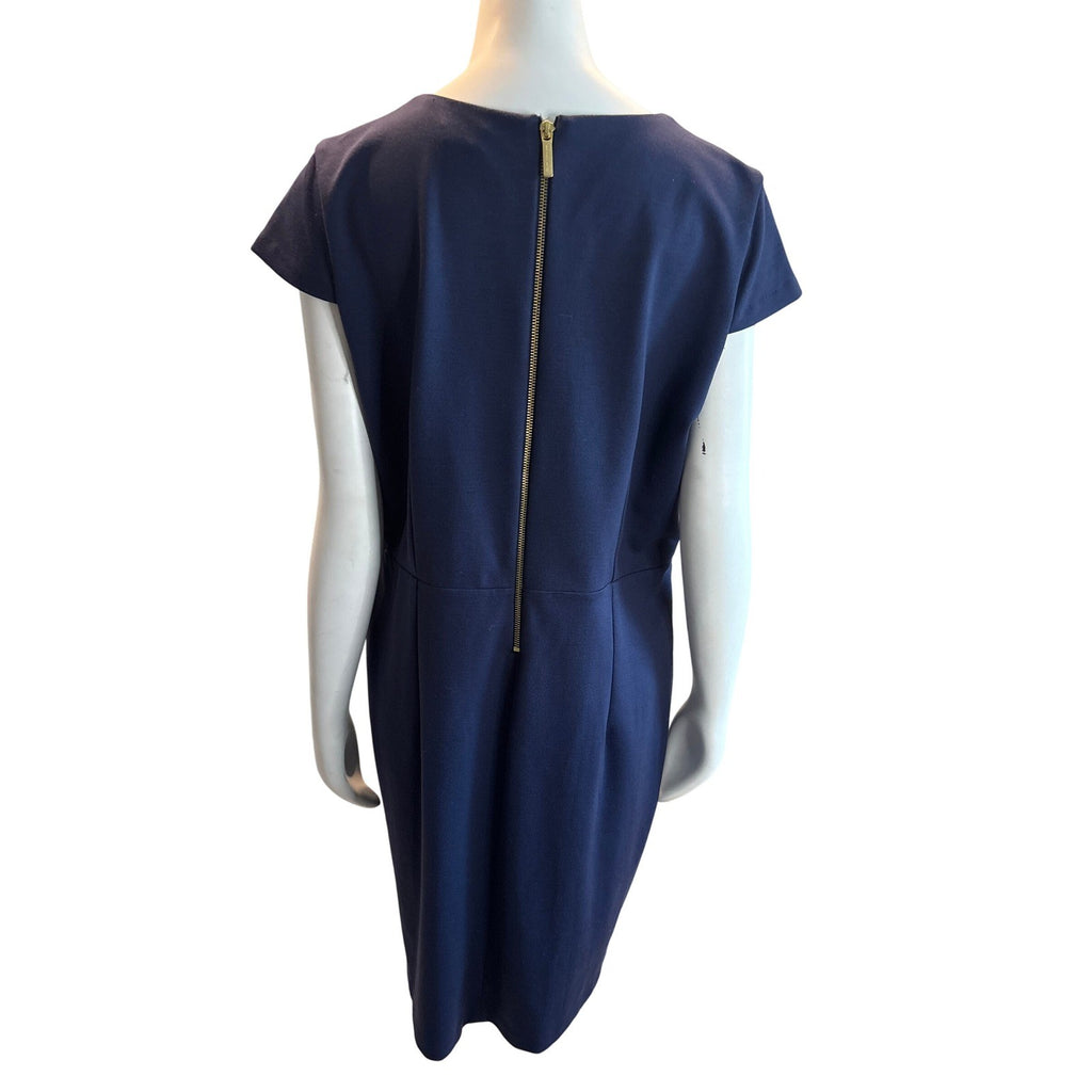 Michael Kors Navy Blue Studded Sheath Dress Gold Zipper XL