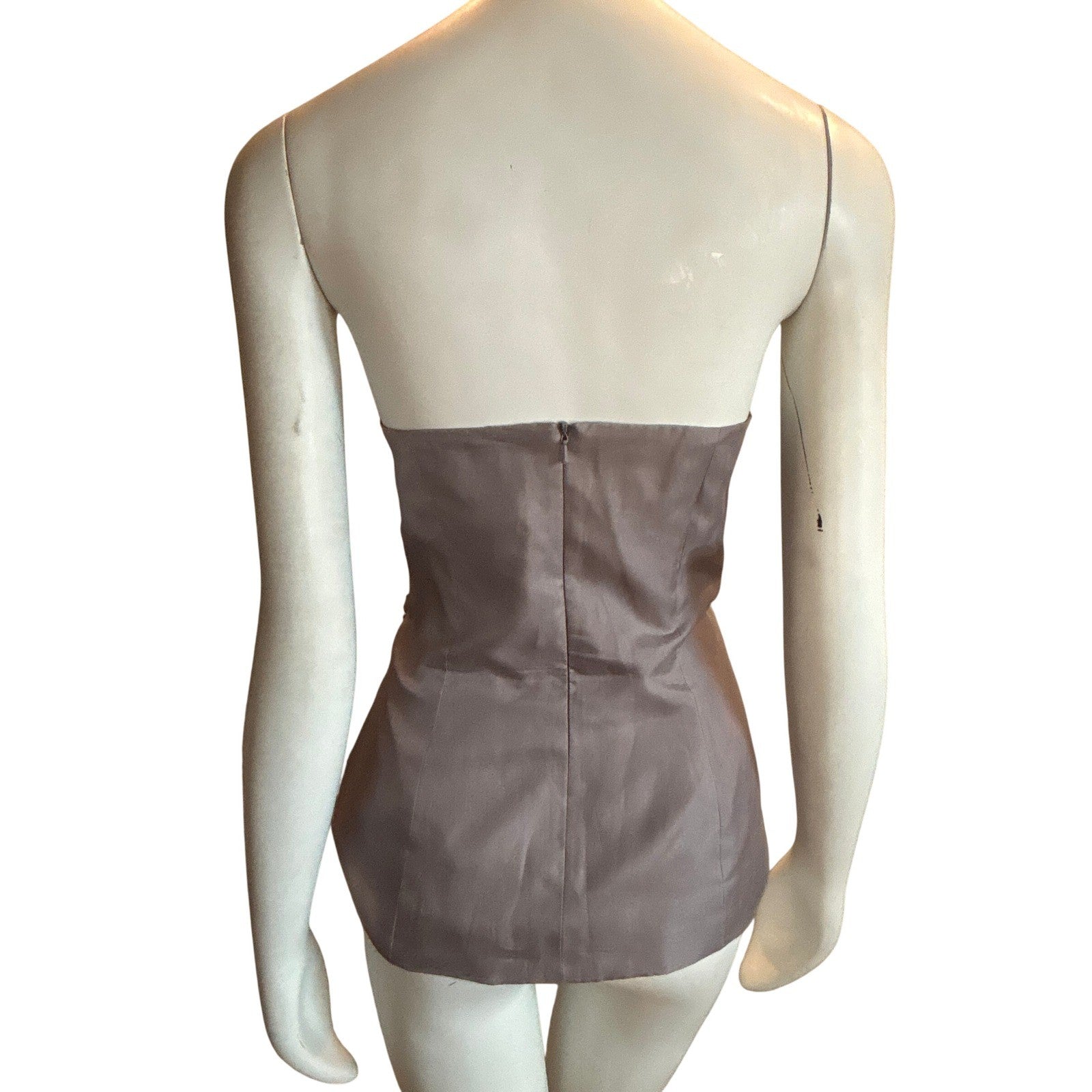 Mexx Women Strapless Pleated Rosette Corset Top Taupe Mauve Size 36