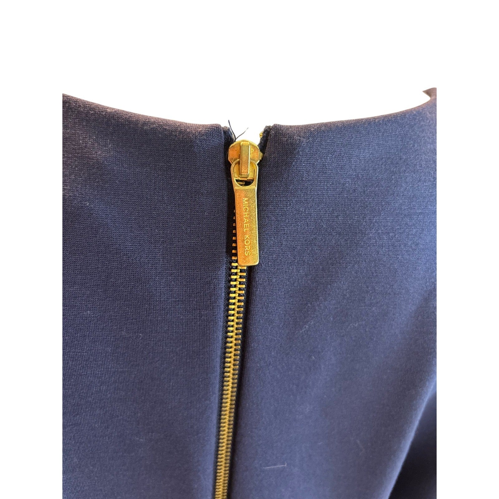 Michael Kors Navy Blue Studded Sheath Dress Gold Zipper XL